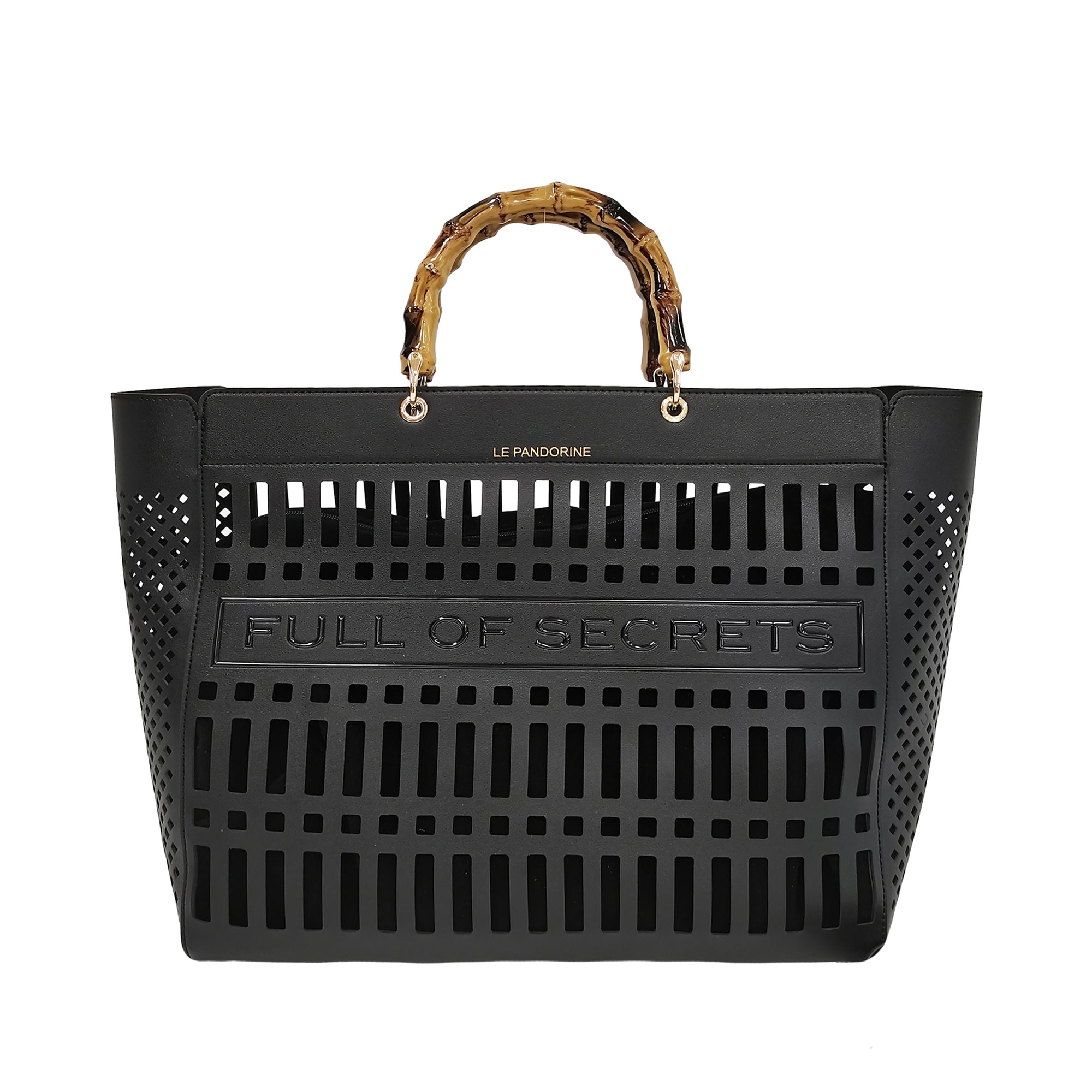 black Laser Handbag - Women's Handbags | Le Pandorine