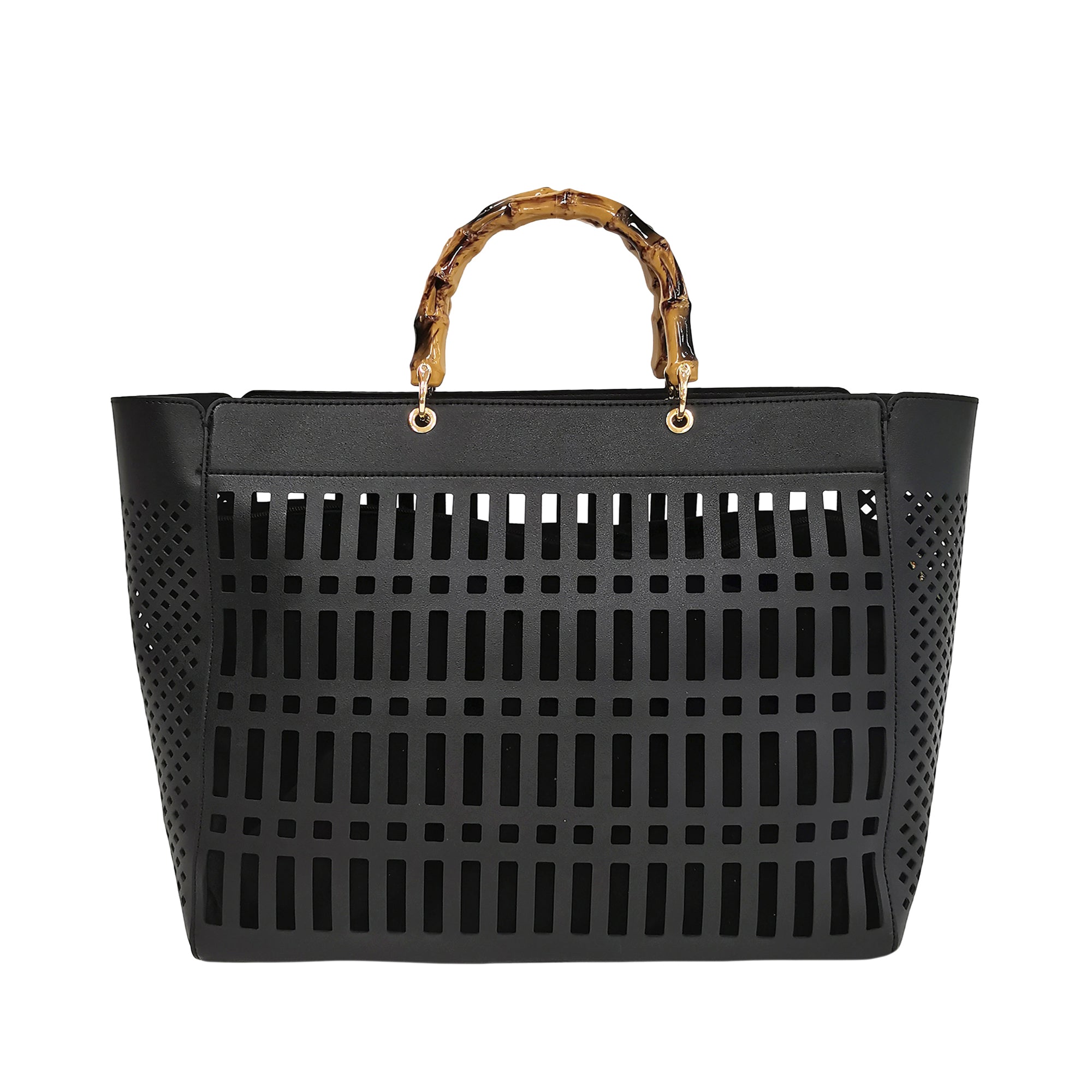 black Laser Handbag - Women's Handbags | Le Pandorine