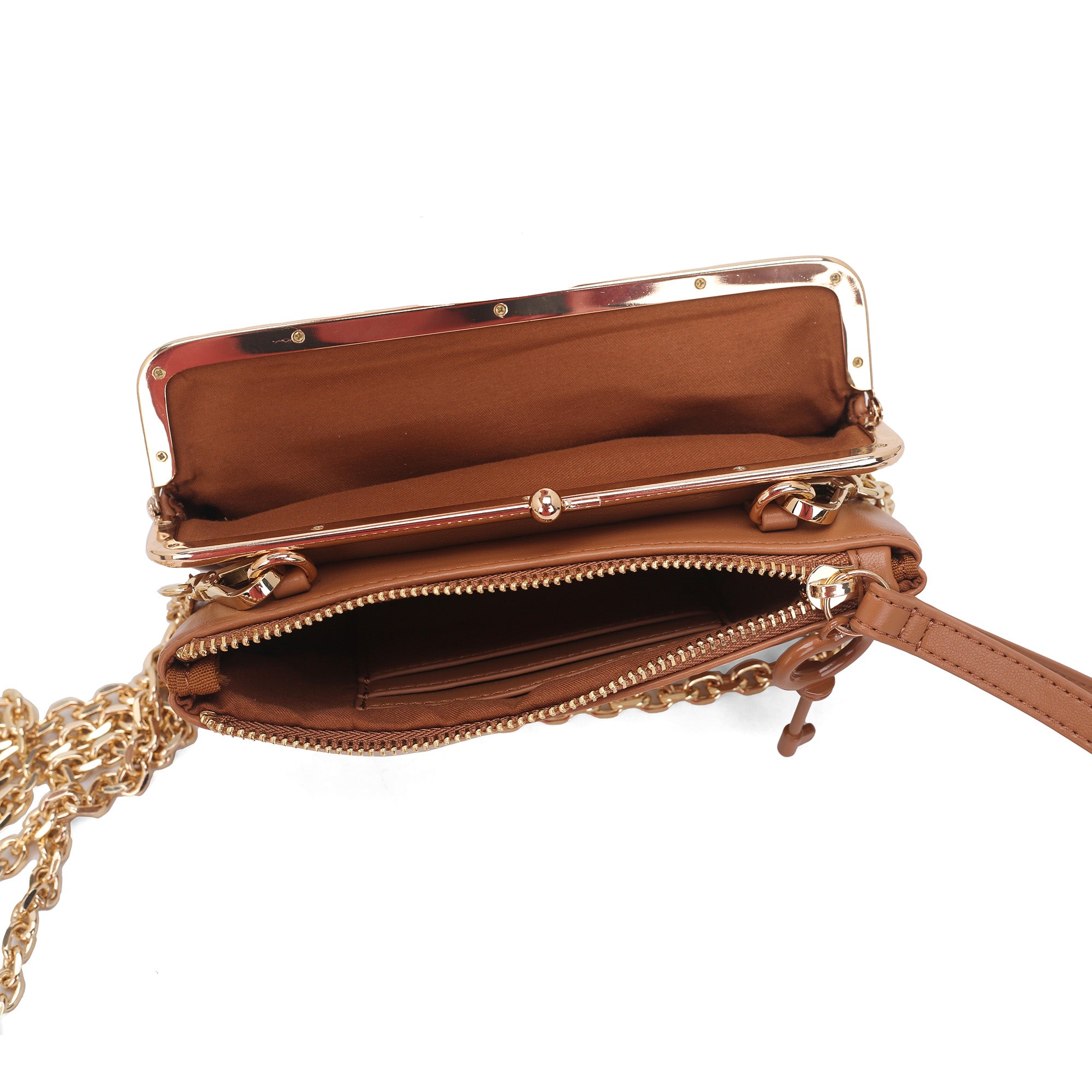 natural Mirella Pochette With Wristband - Women's Pochette | Le Pandorine