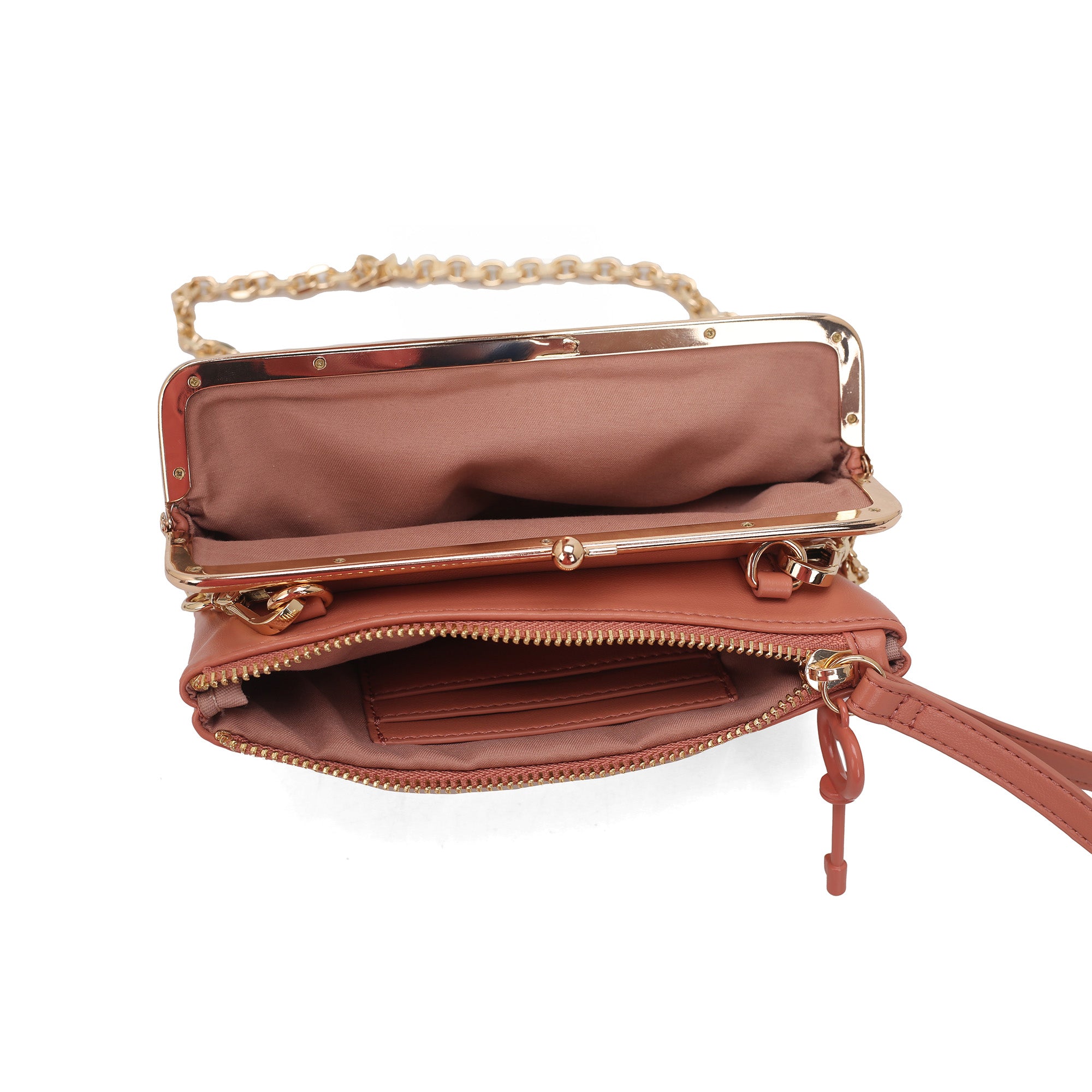 peach Mirella Pochette With Wristband - Women Bags | Le Pandorine