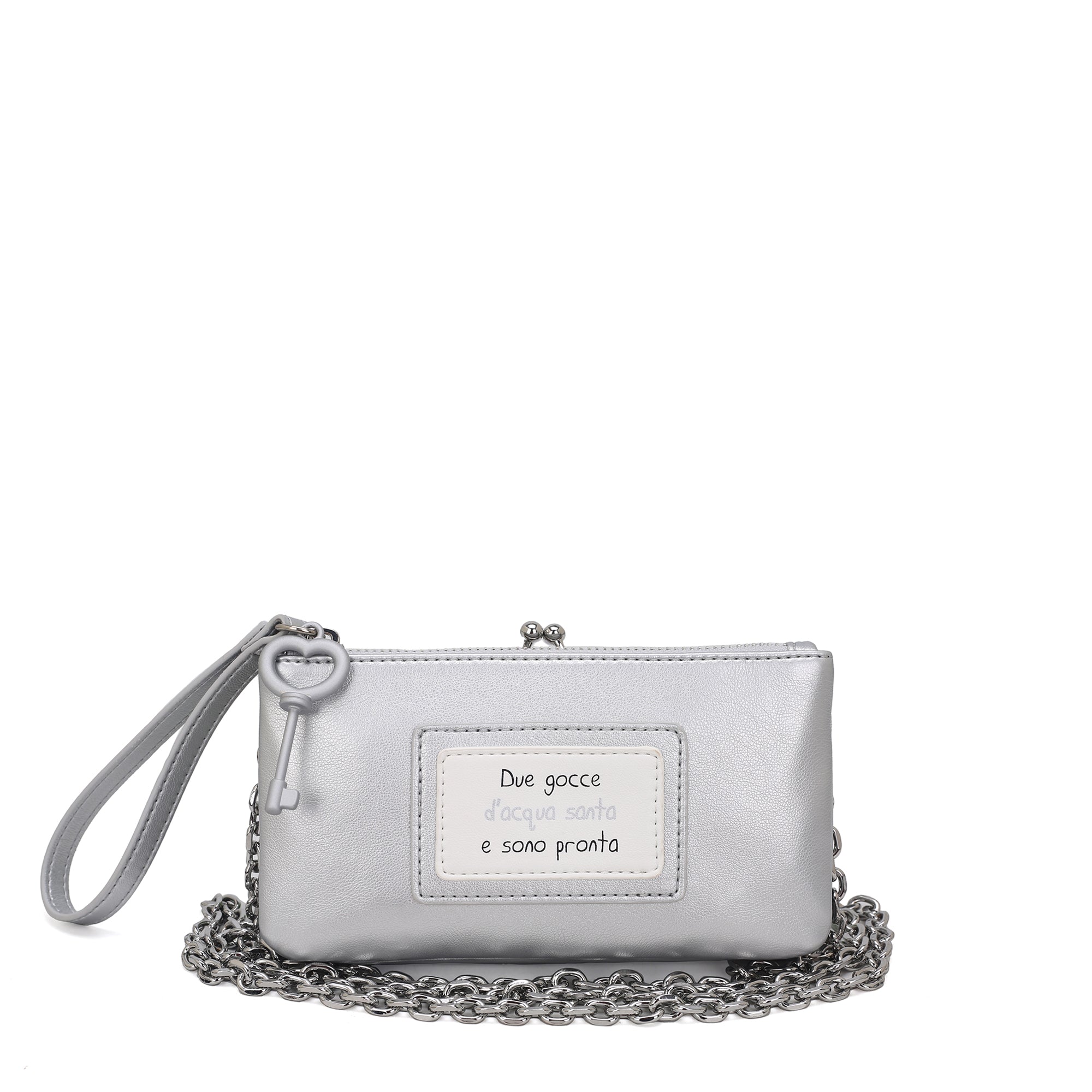 silver Mirella Pochette With Wristband - Women Bags | Le Pandorine