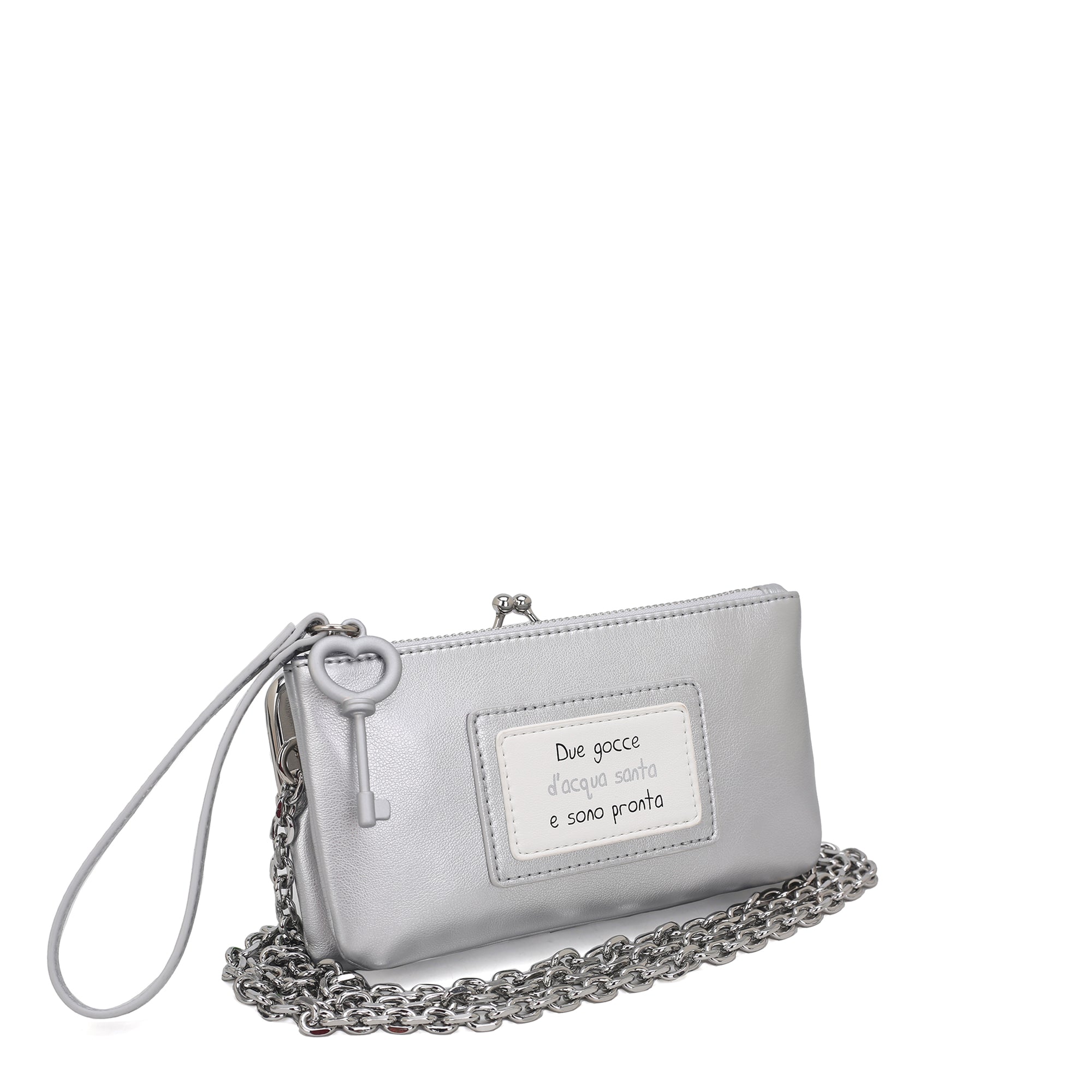 silver Mirella Pochette With Wristband - SILVER | Le Pandorine