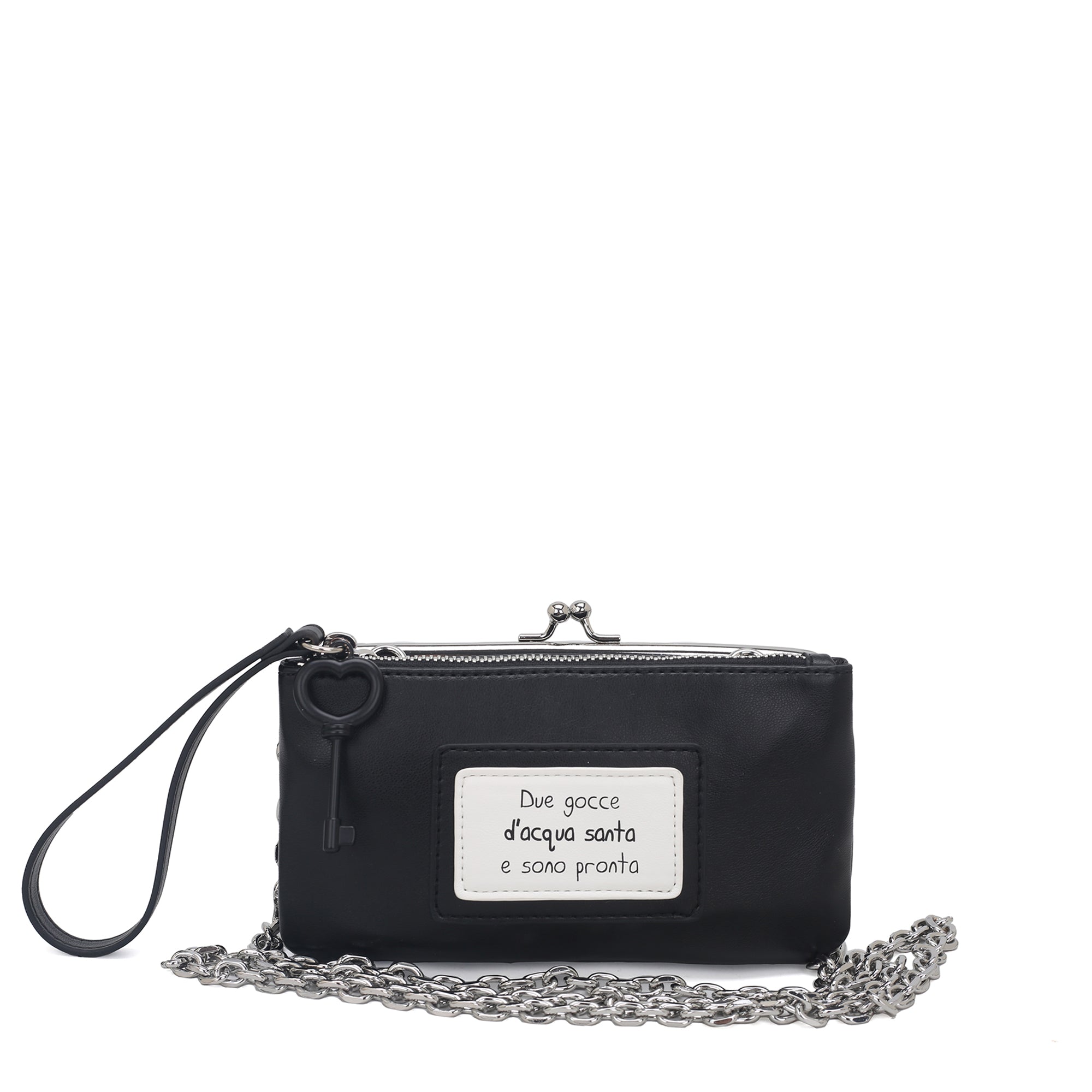 black Mirella Pochette With Wristband - Women's Pochette | Le Pandorine