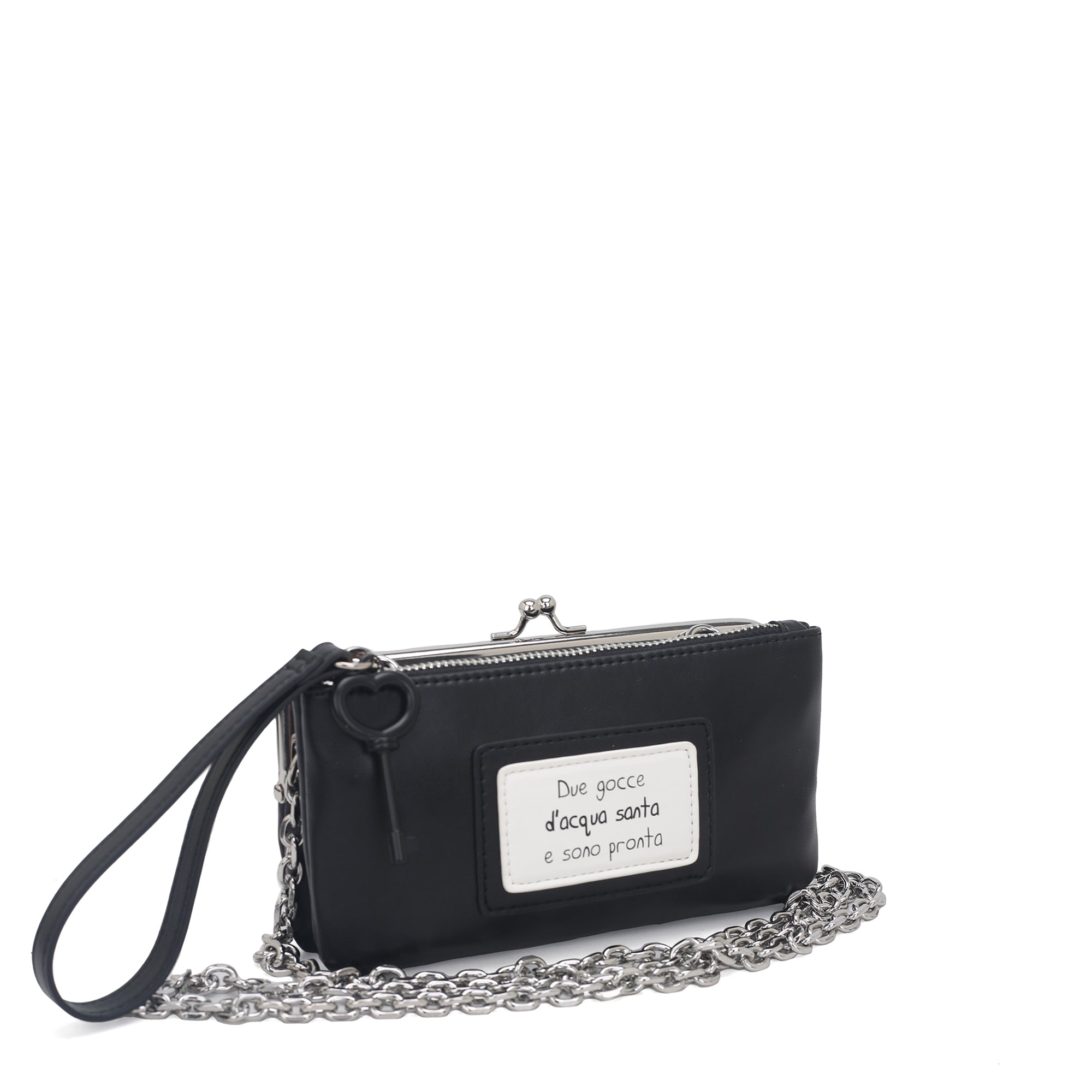 black Mirella Pochette With Wristband - Women's Pochette | Le Pandorine