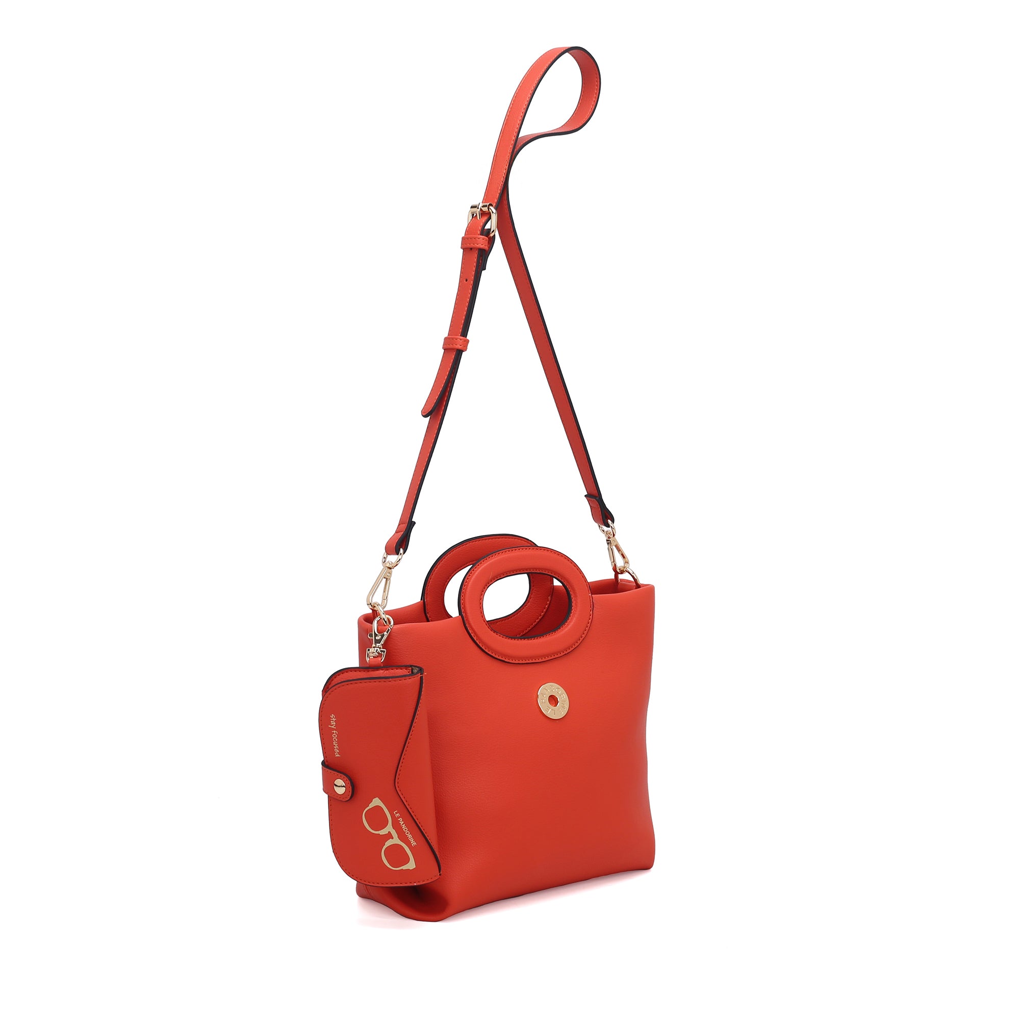 Borsa Focus Mini Con Portaocchiali Applicato colore arancione - Focus Bag | Le Pandorine