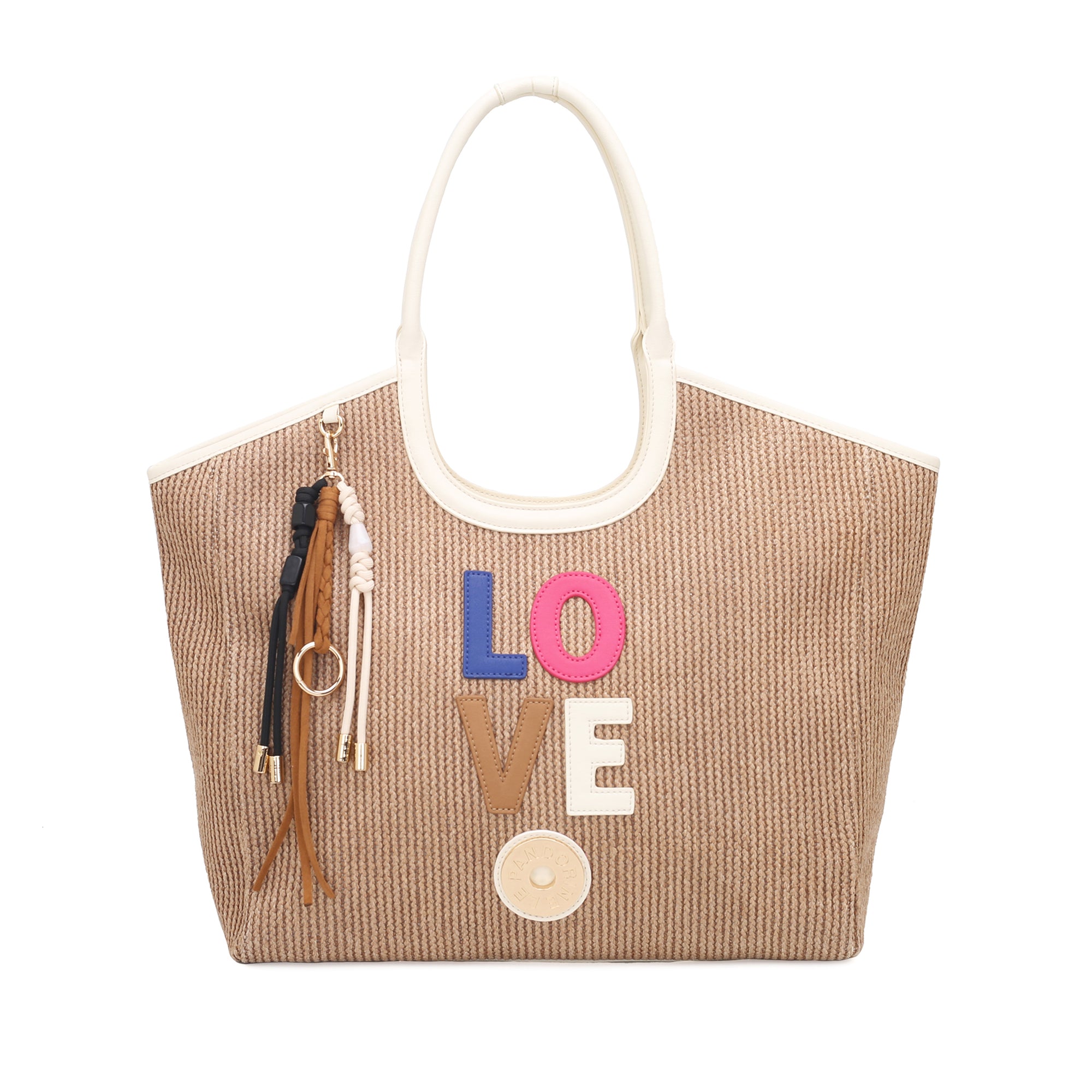 Borsa Raffaella con Portachiavi colore marrone chiaro - Borse Shopper | Le Pandorine