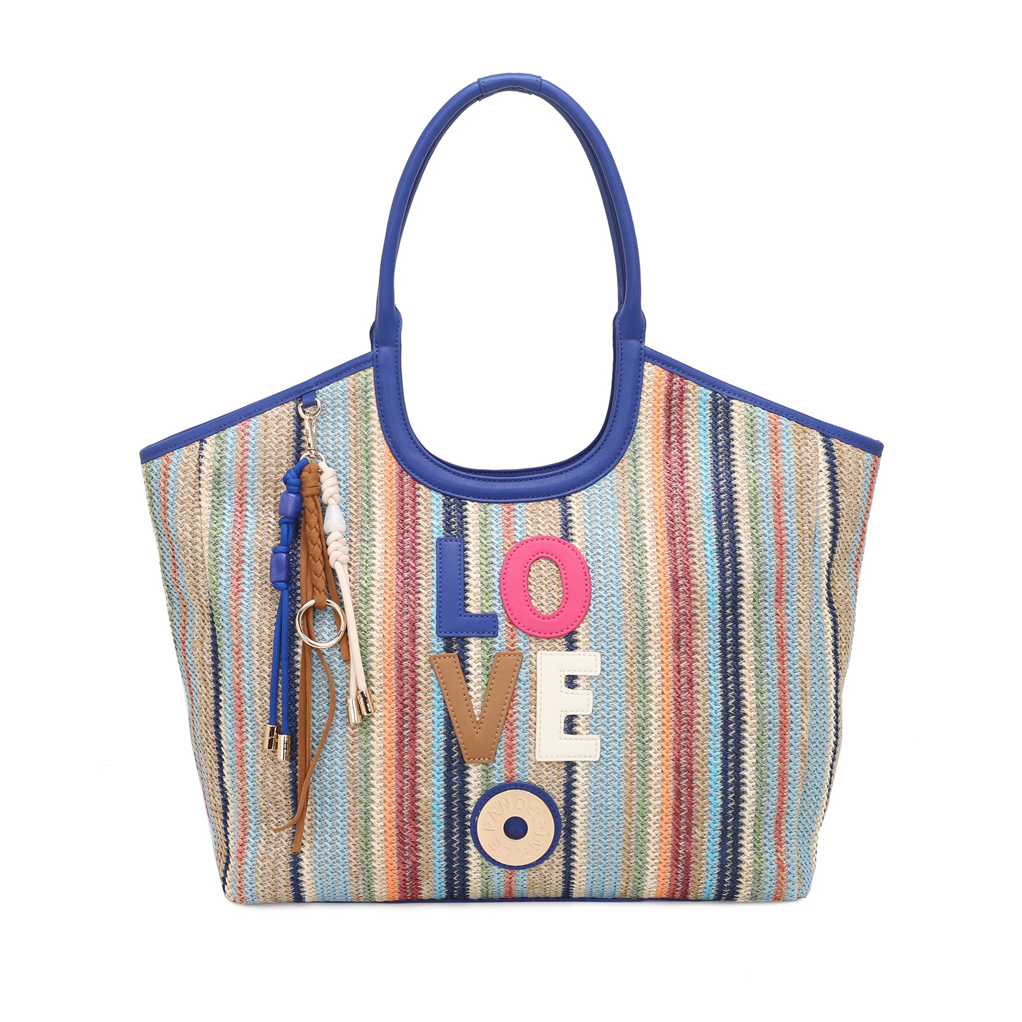 Borsa Raffaella con Portachiavi colore blu - Borse Shopper | Le Pandorine