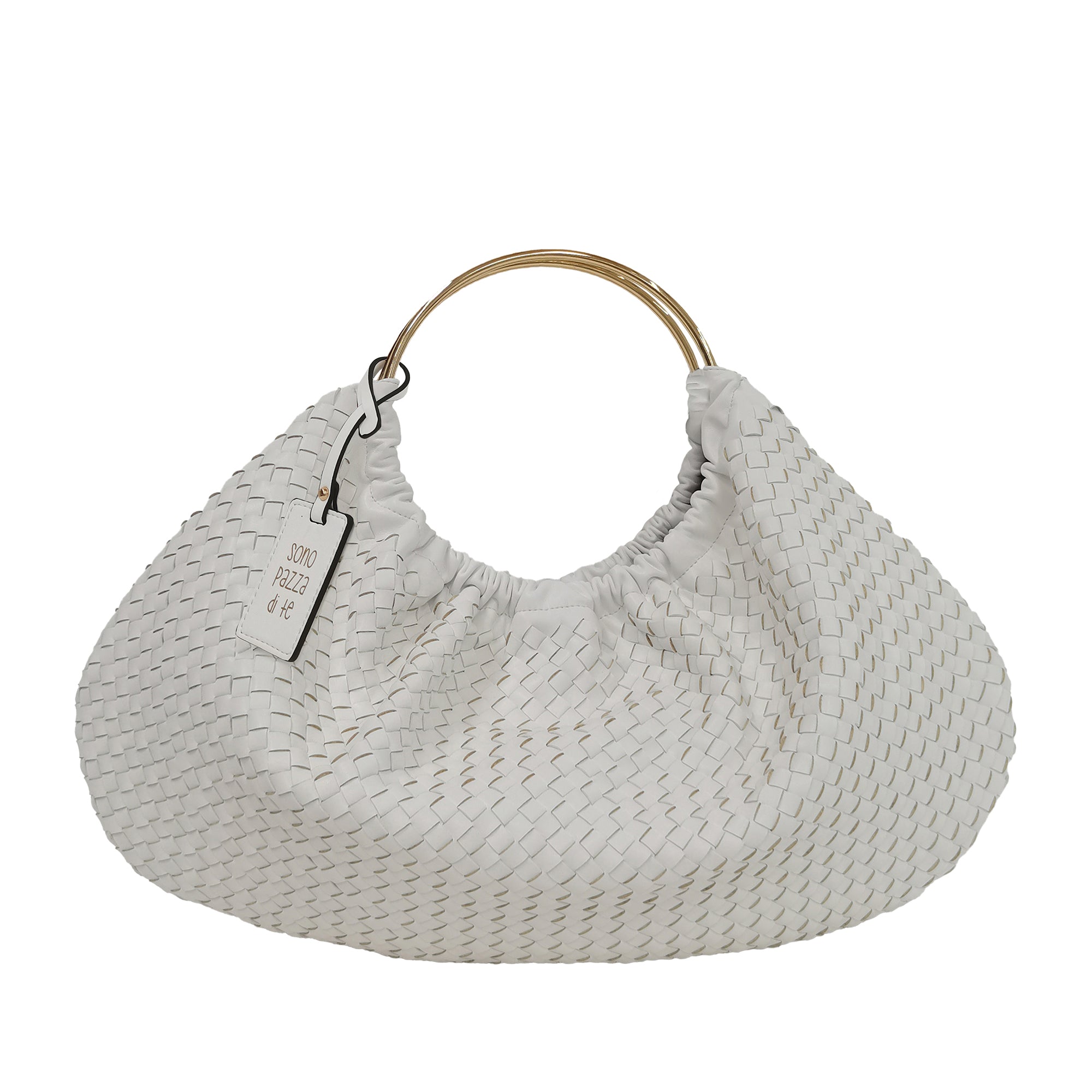 white Moon Shopper With Metal Handles - Women Bags | Le Pandorine