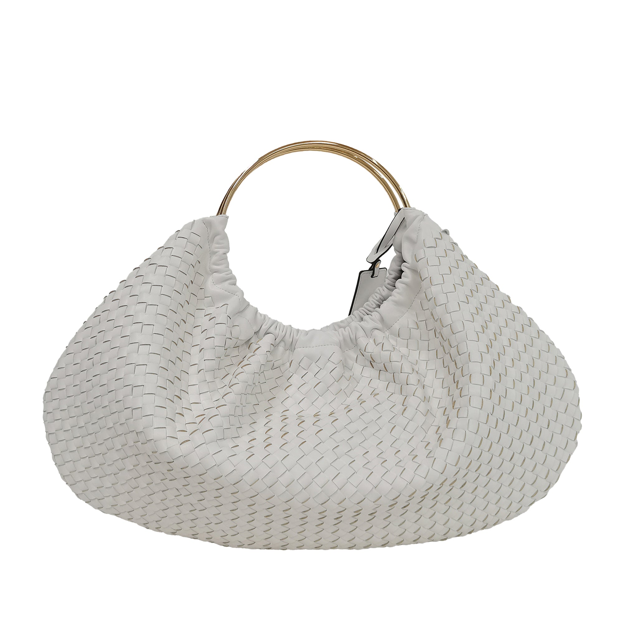 white Moon Shopper With Metal Handles - WHITE | Le Pandorine