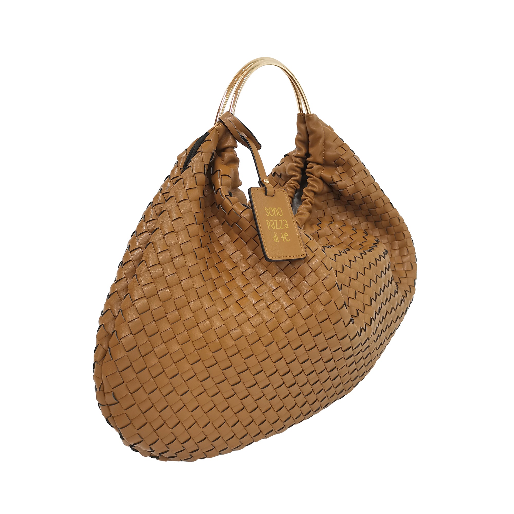 natural Moon Shopper With Metal Handles - Women Bags | Le Pandorine