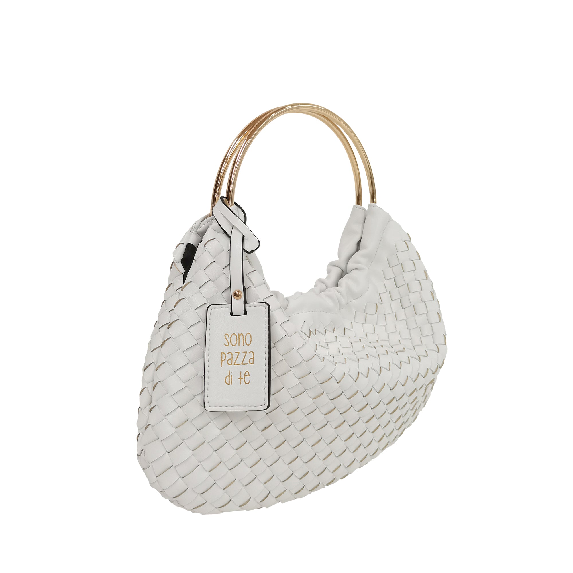 Borsa Mini Moon Con Manico In Metallo colore bianco - Borse a Mano Donna | Le Pandorine