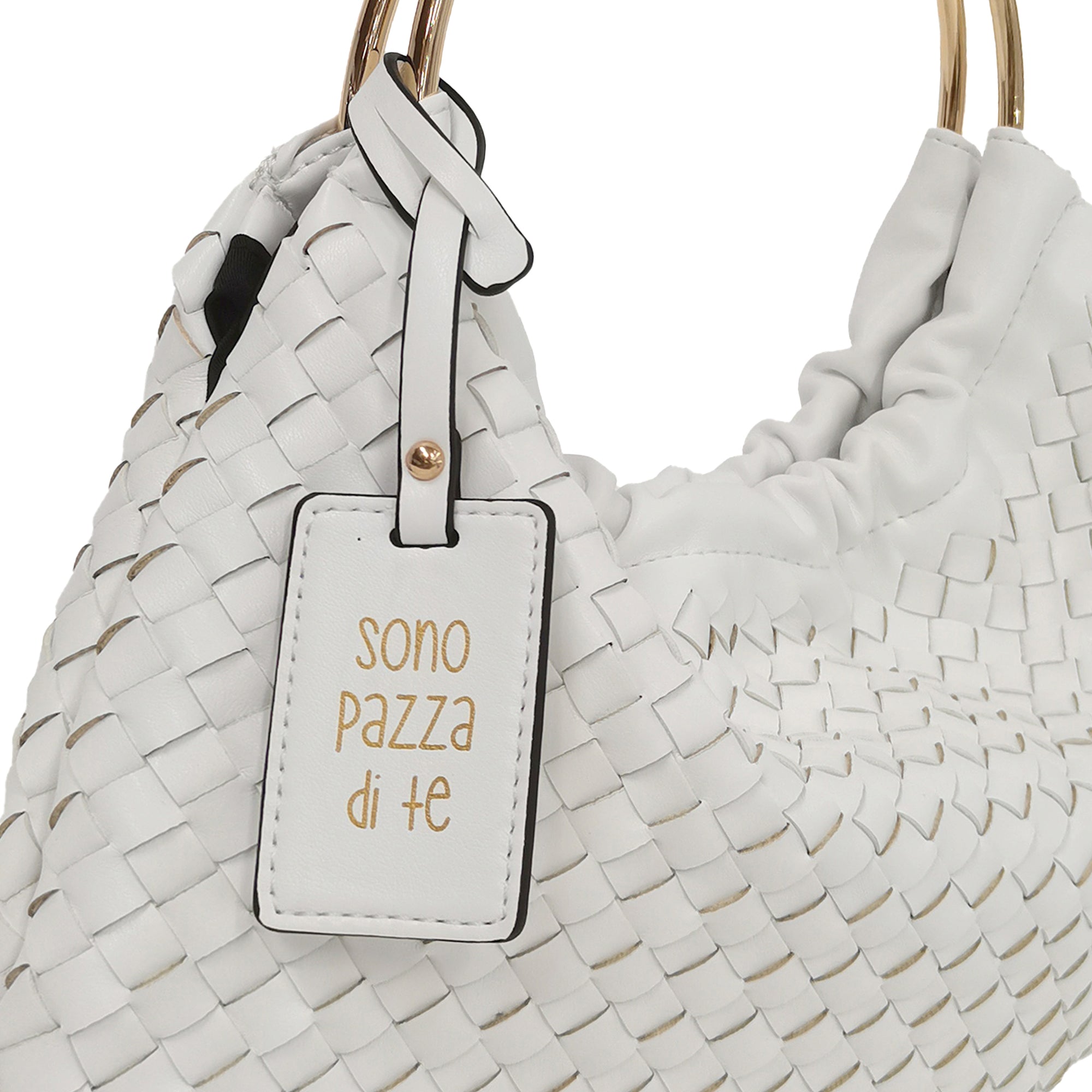 Borsa Mini Moon Con Manico In Metallo colore bianco - Borse Donna | Le Pandorine