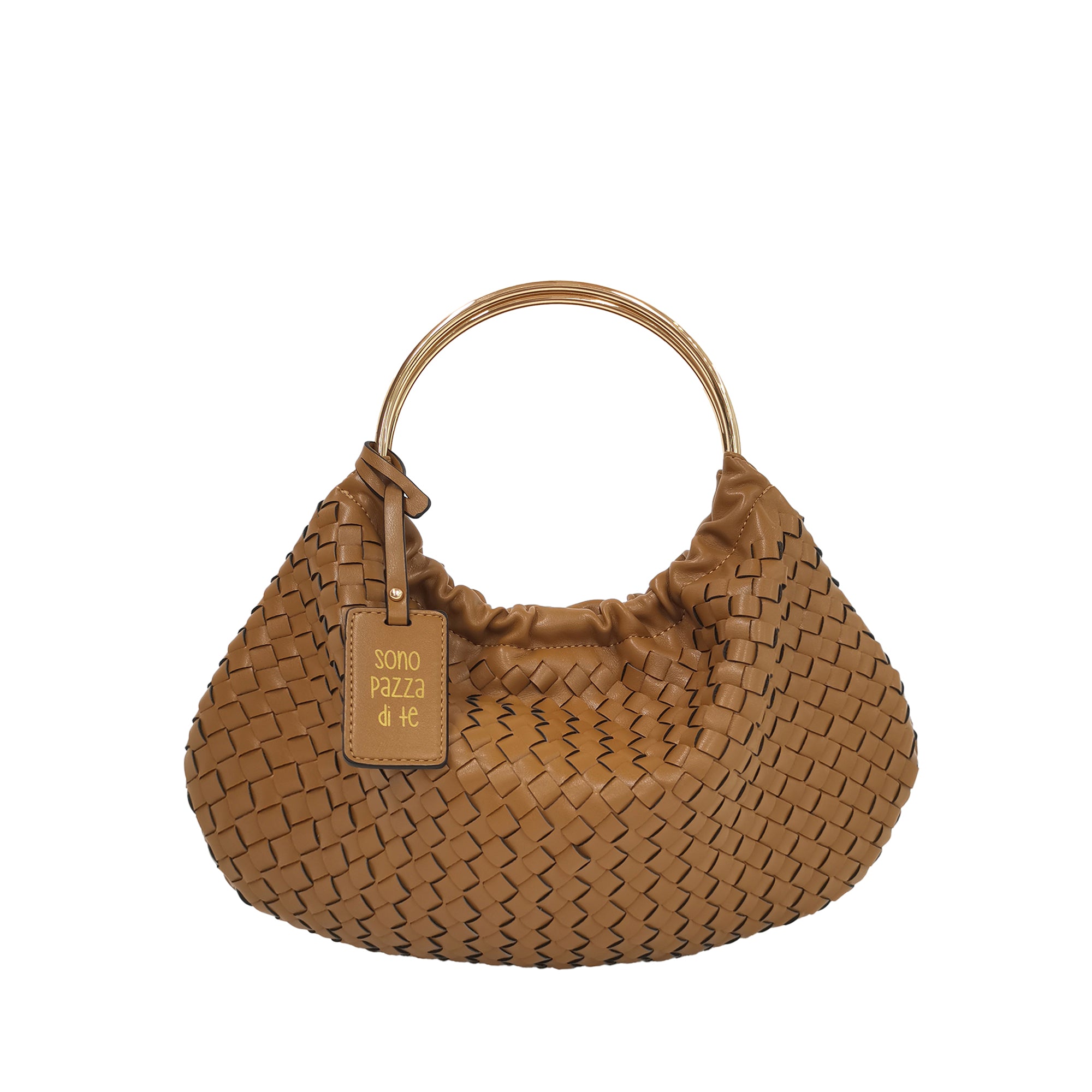 natural Moon Mini Bag with metal handle - Women Bags | Le Pandorine