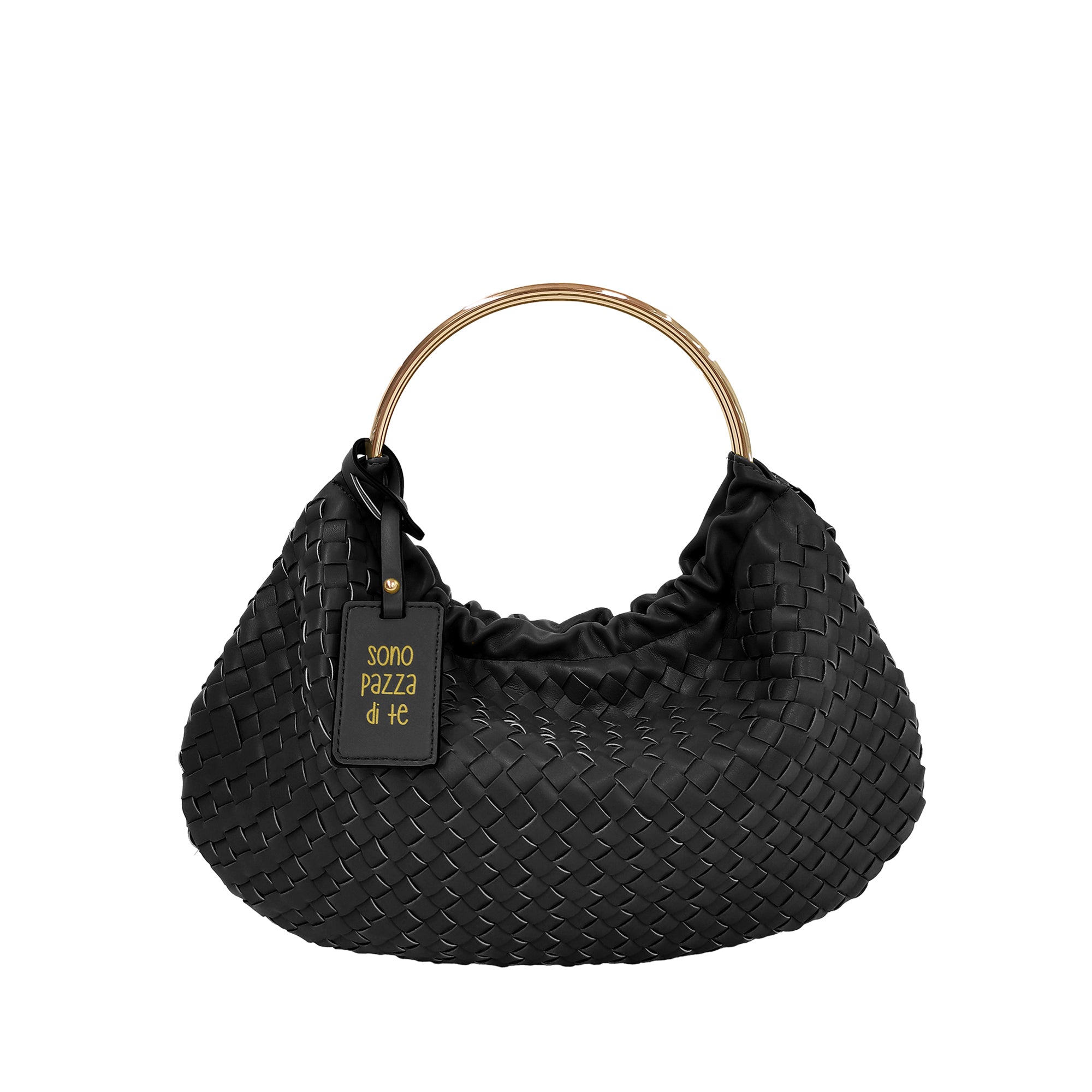 black Moon Mini Bag with metal handle - BLACK | Le Pandorine