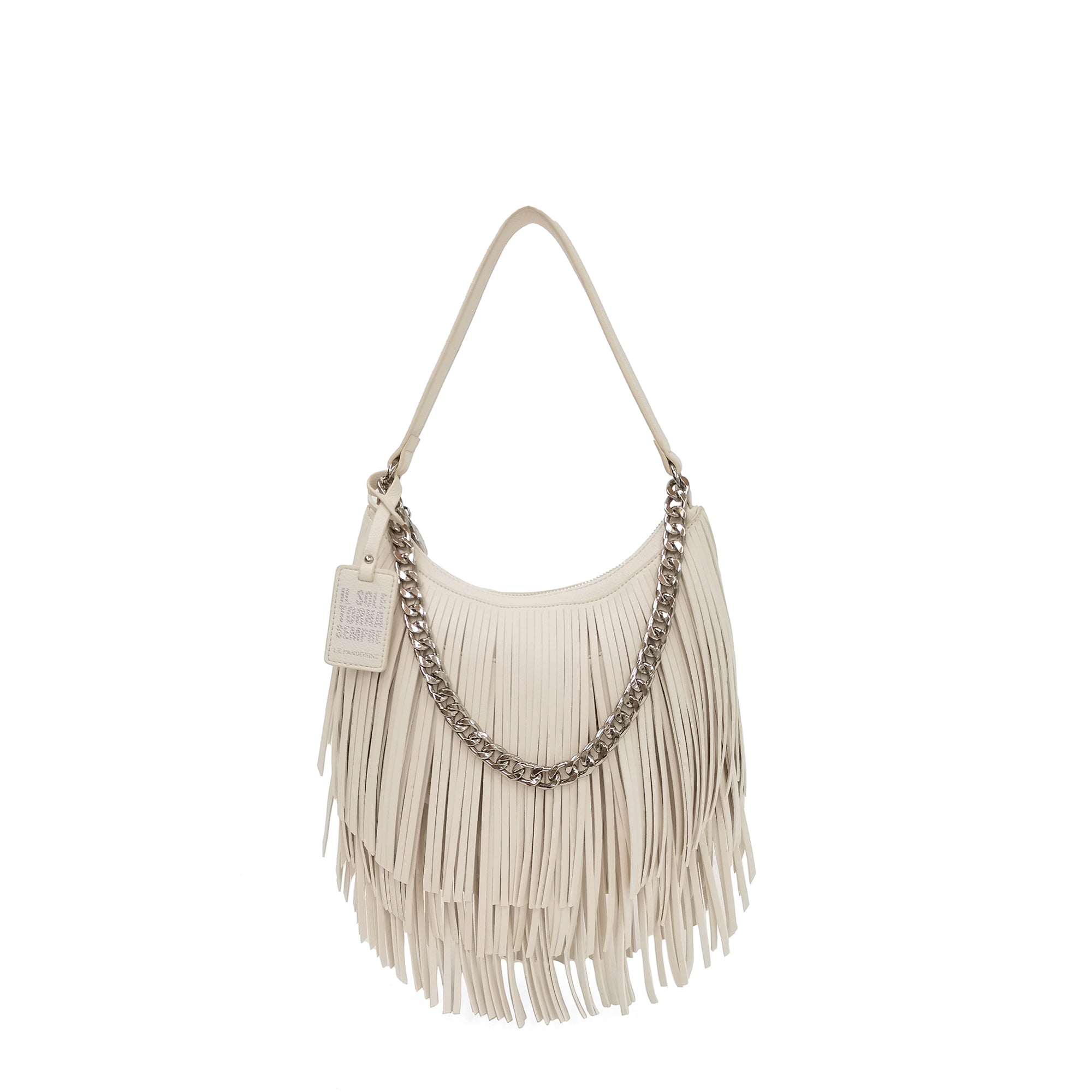 Mini Sacca Fringe Con Catena colore bianco - Borse Donna | Le Pandorine