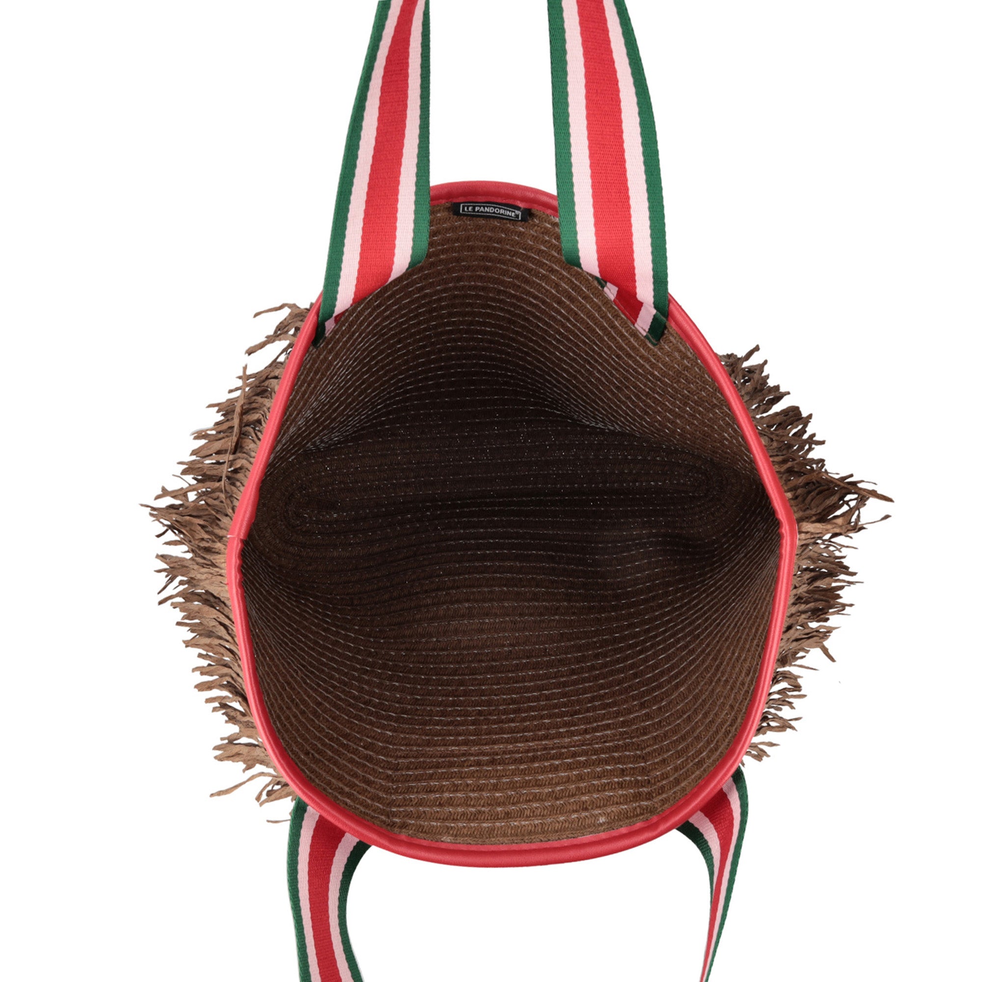 tobacco Milly Strawpaper Bag With Fringes - Women Bags | Le Pandorine