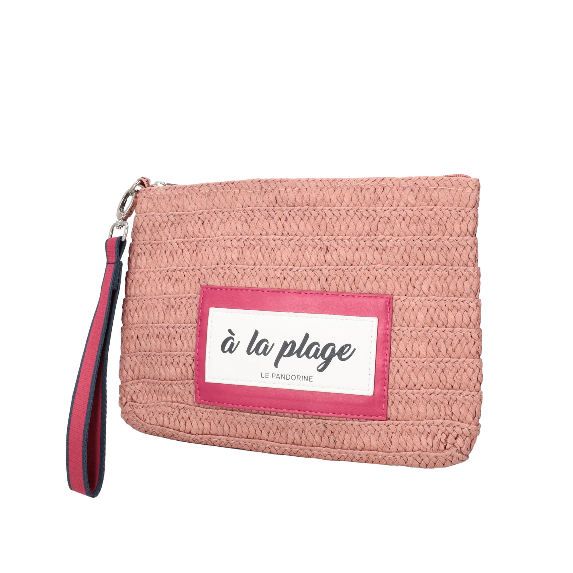 fuchsia Raffia Chapeau Clutch With Wristband in Safiano - Women Bags | Le Pandorine