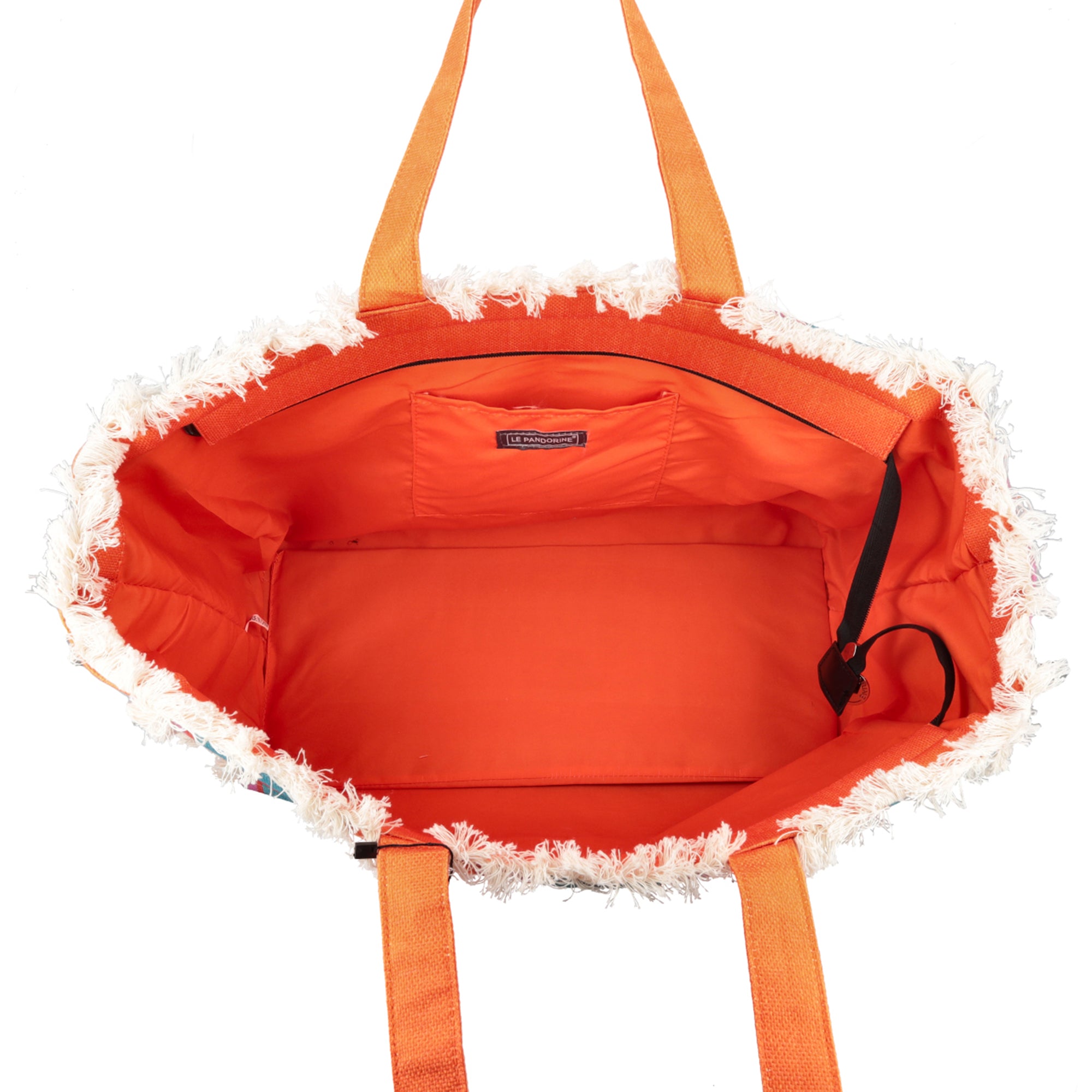 brick Marina Beach Bag Fringed - ORANGE | Le Pandorine