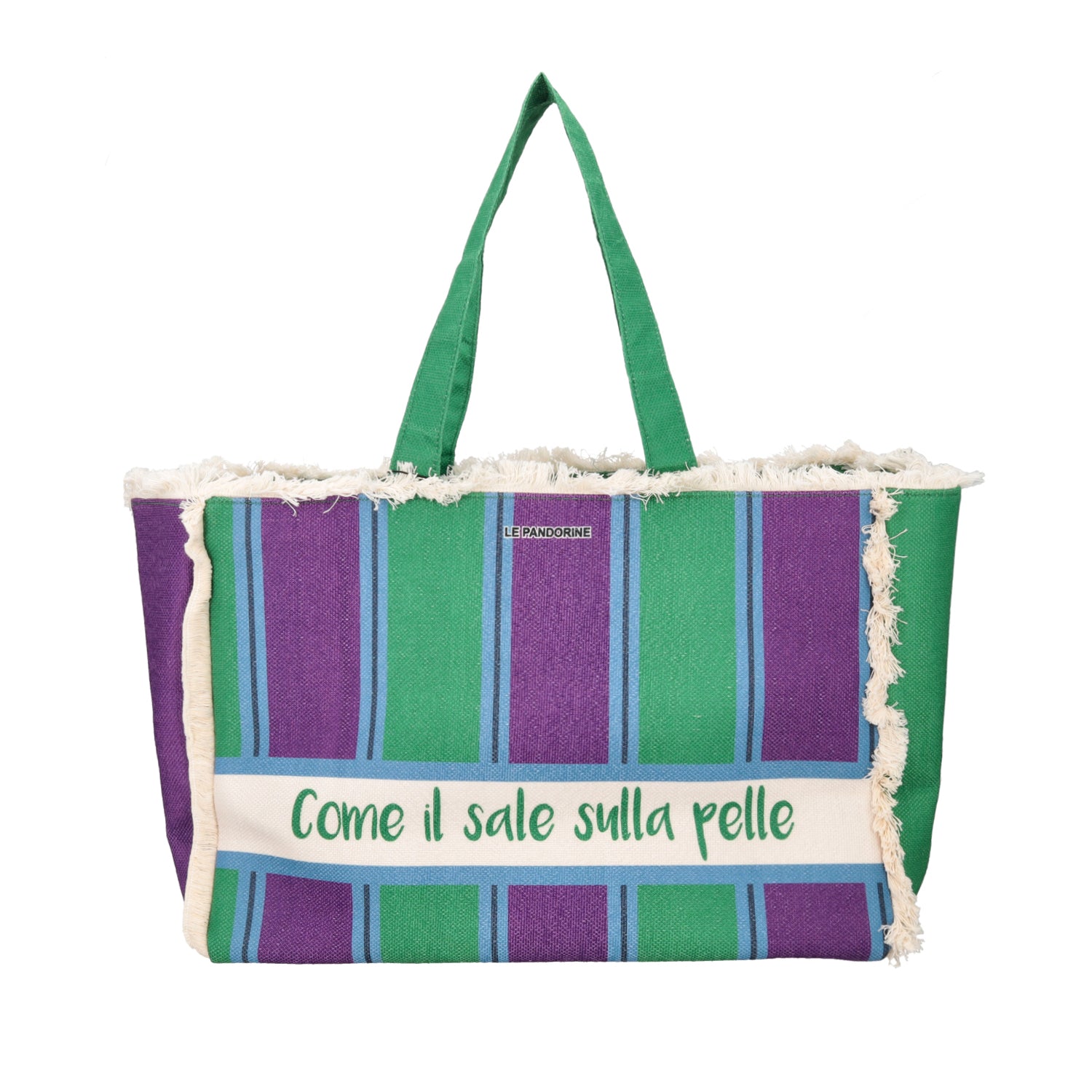 turquoise Marina Beach Bag Fringed - Shopping Bags | Le Pandorine