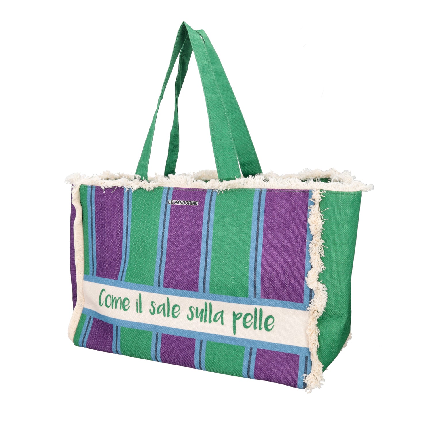 turquoise Marina Beach Bag Fringed - Shopping Bags | Le Pandorine