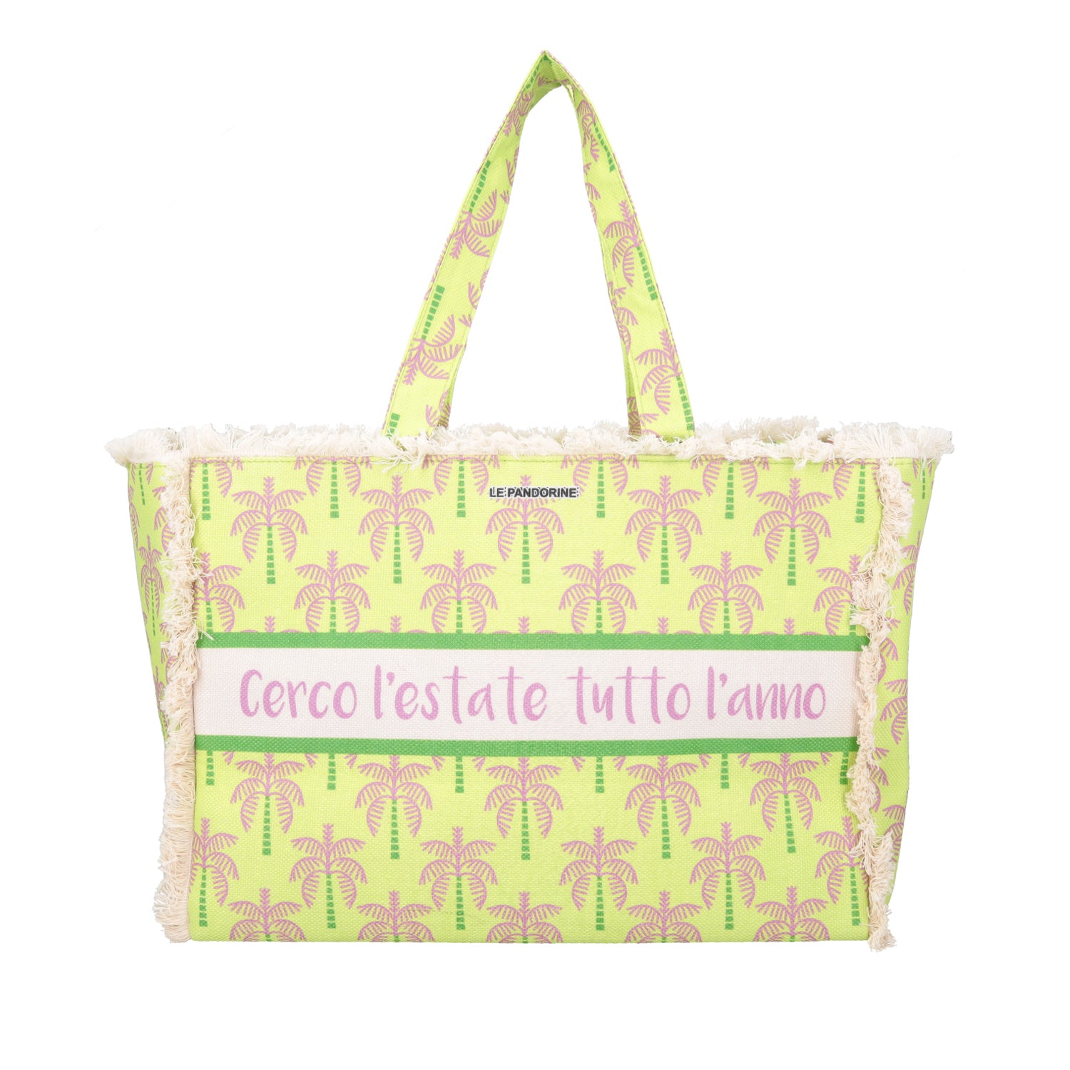 lime Marina Beach Bag Fringed - Women Bags | Le Pandorine