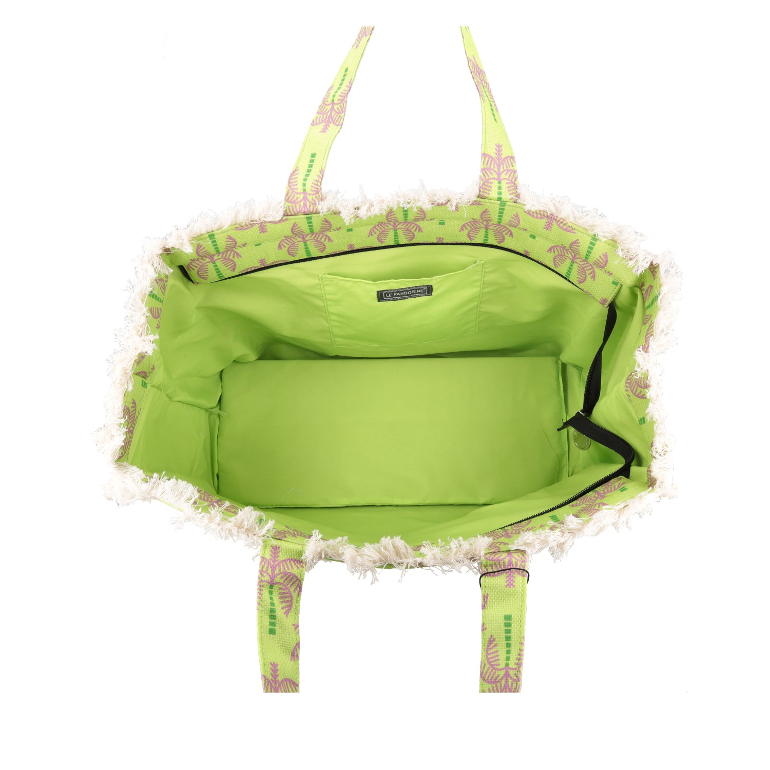 lime Marina Beach Bag Fringed - Shopping Bags | Le Pandorine