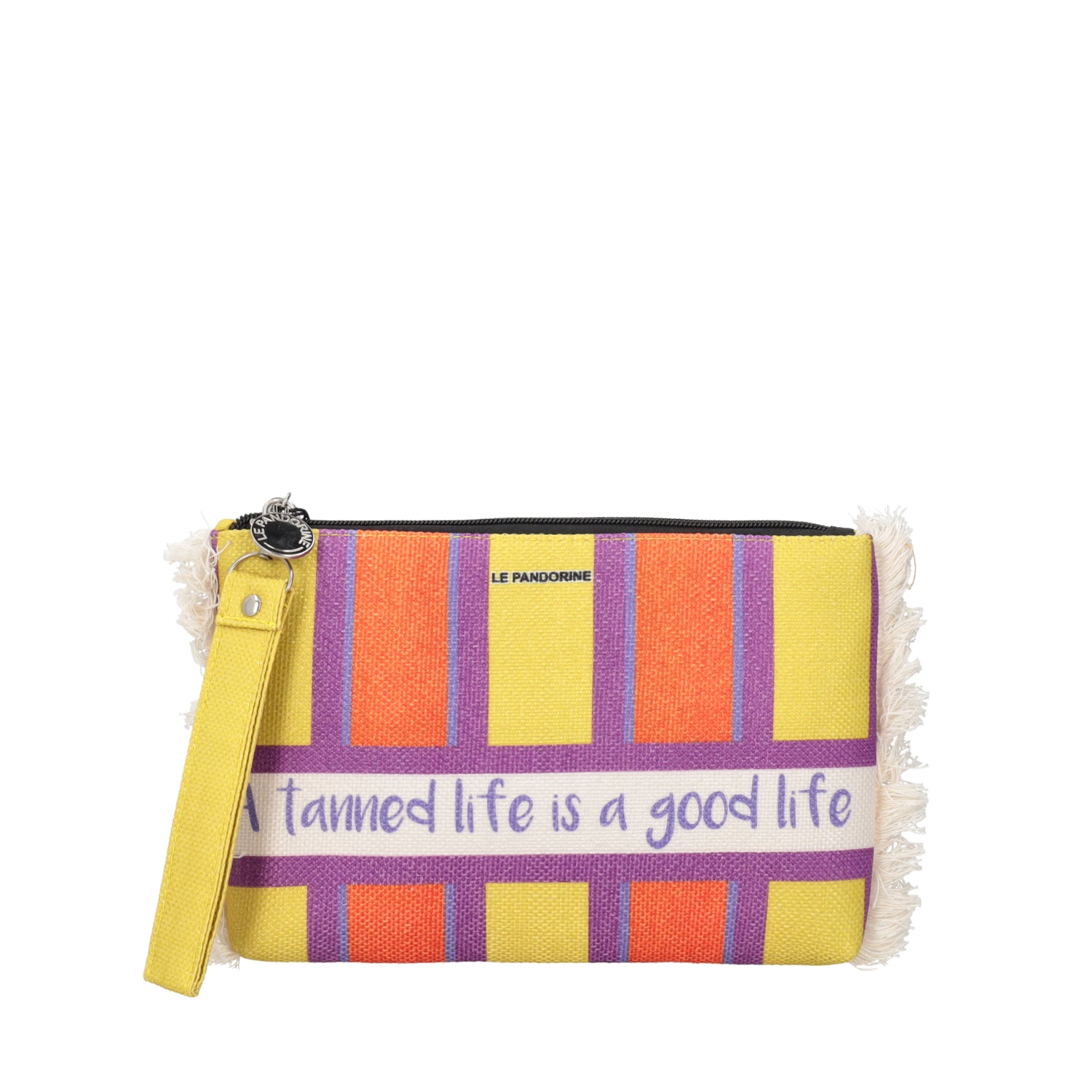 dark purple Marina Clutch Fringed - Women's Pochette | Le Pandorine