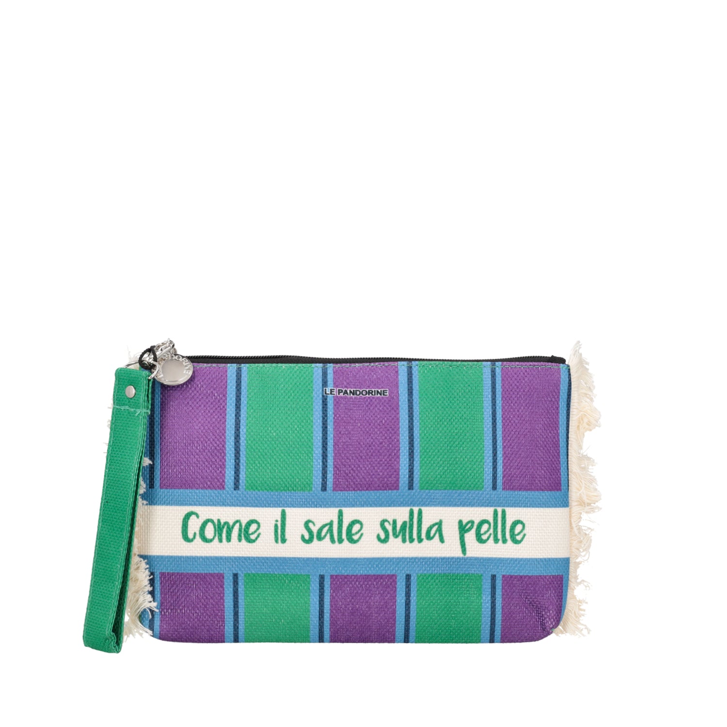 light blue Marina Clutch Fringed - Women's Pochette | Le Pandorine