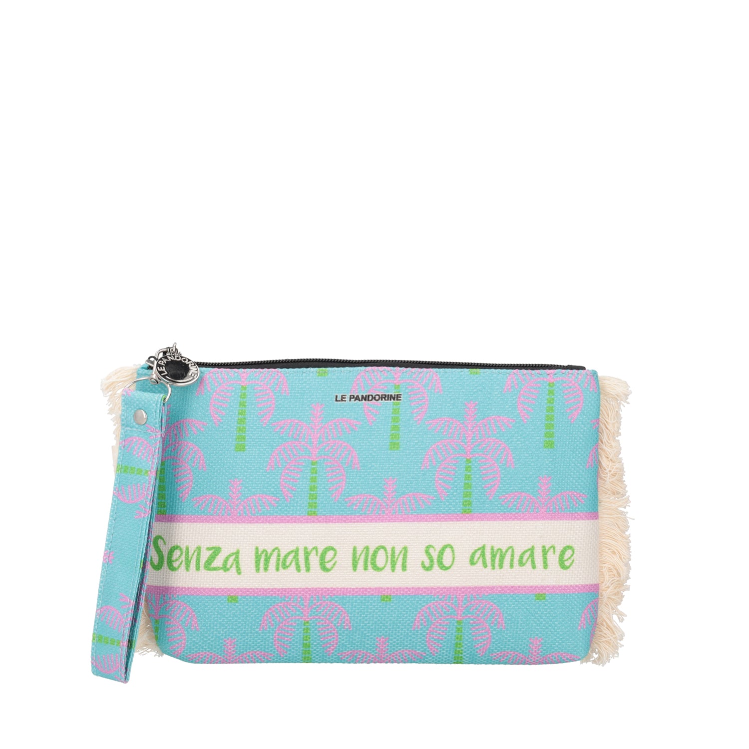 turquoise Marina Clutch Fringed - LIGHT BLUE | Le Pandorine