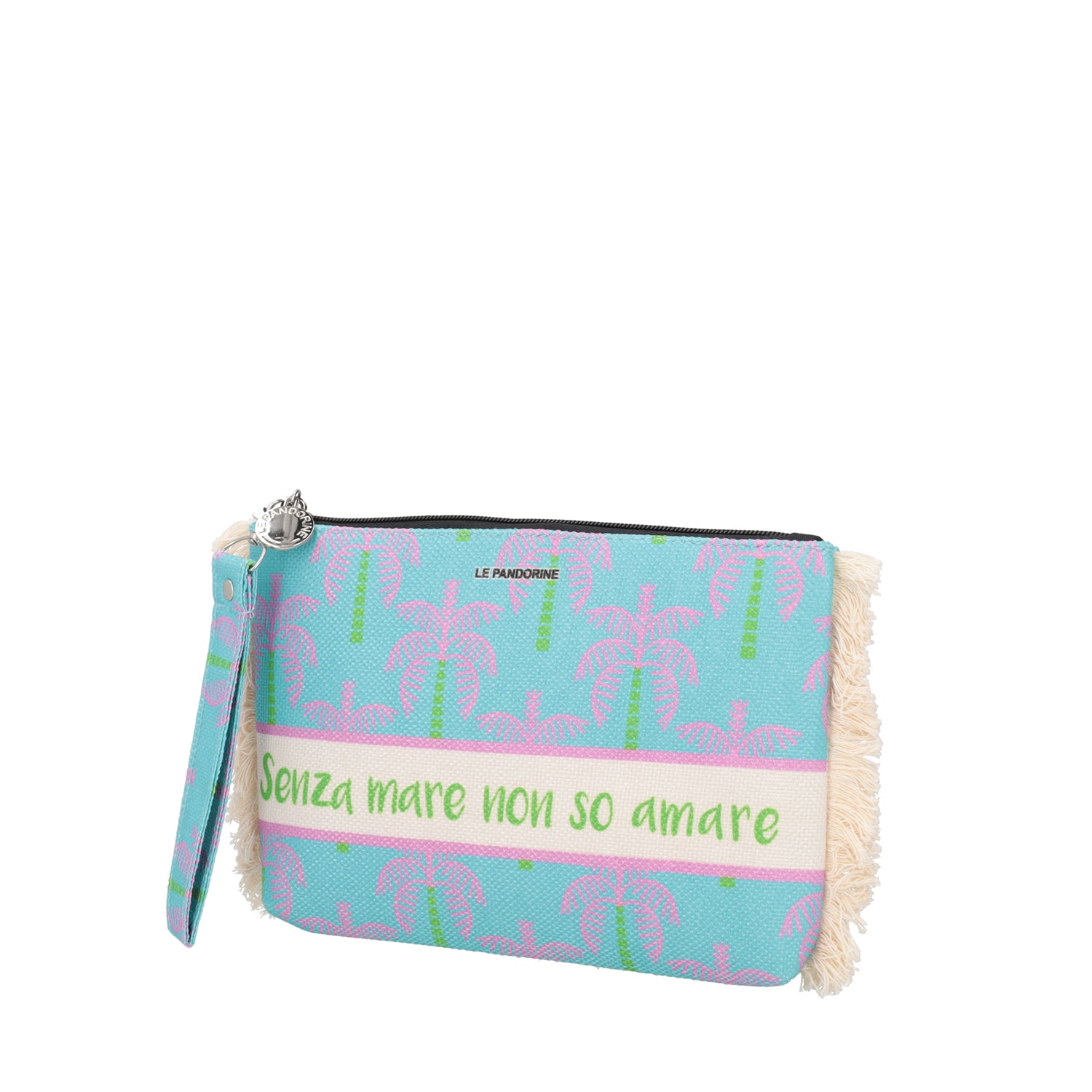 turquoise Marina Clutch Fringed - Women's Pochette | Le Pandorine