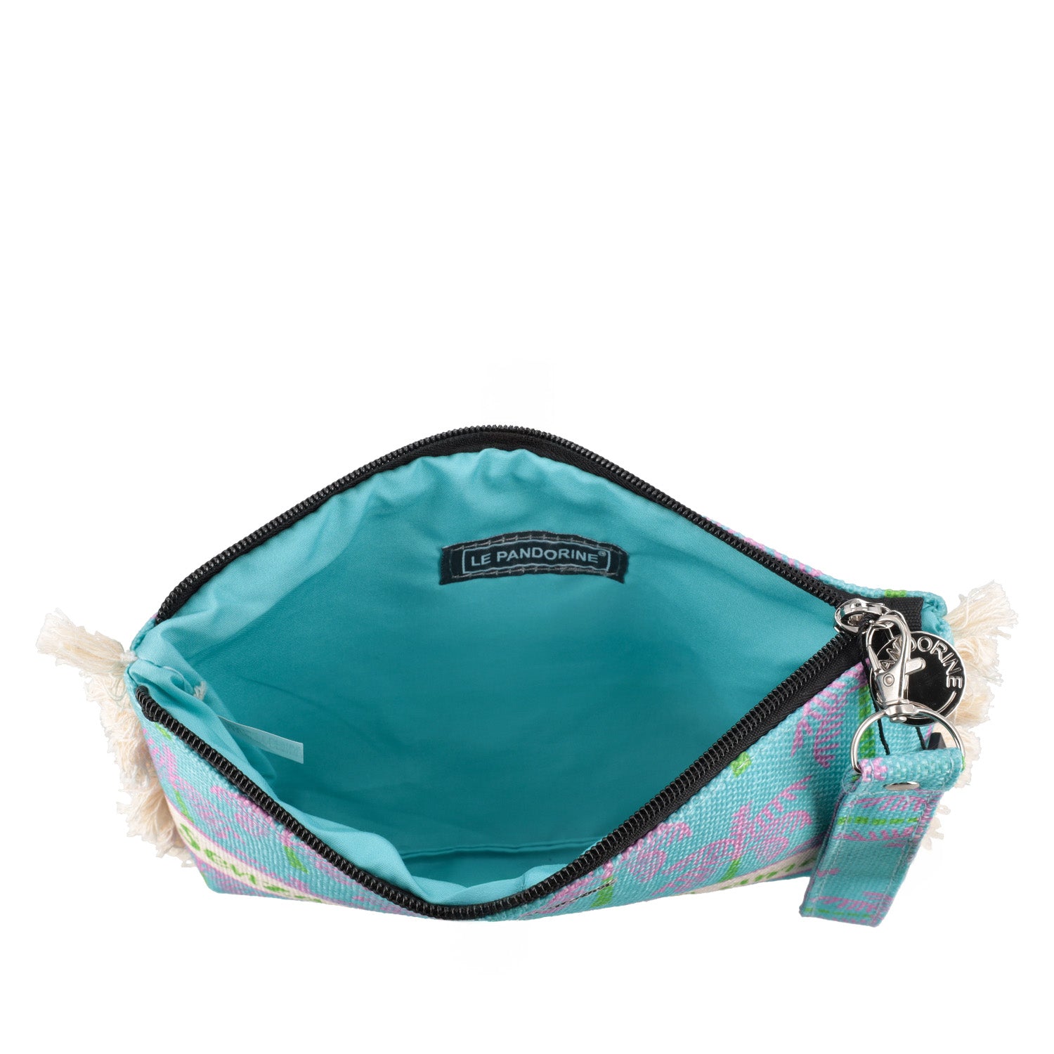 turquoise Marina Clutch Fringed - Women's Pochette | Le Pandorine