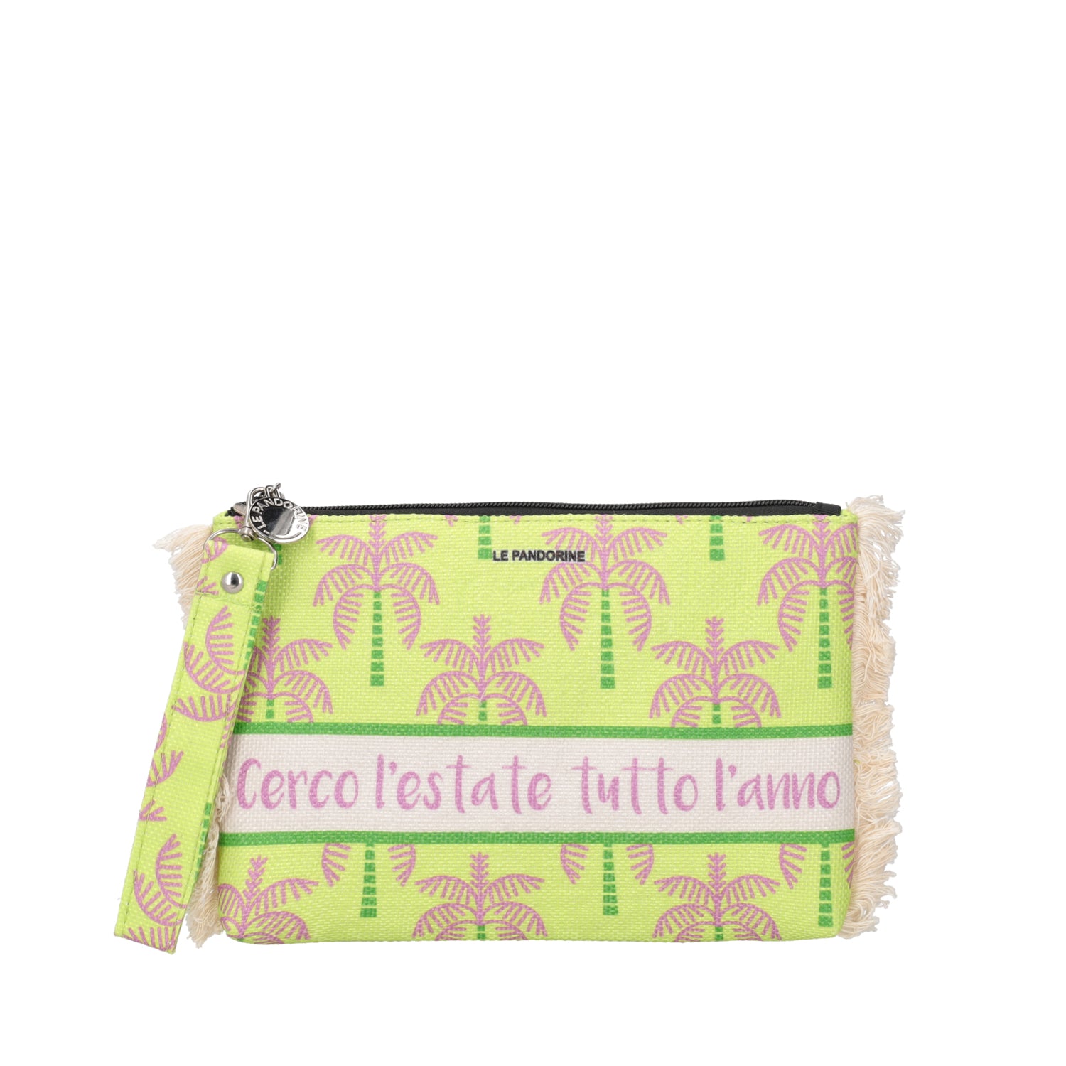 lime Marina Clutch Fringed - Women's Pochette | Le Pandorine