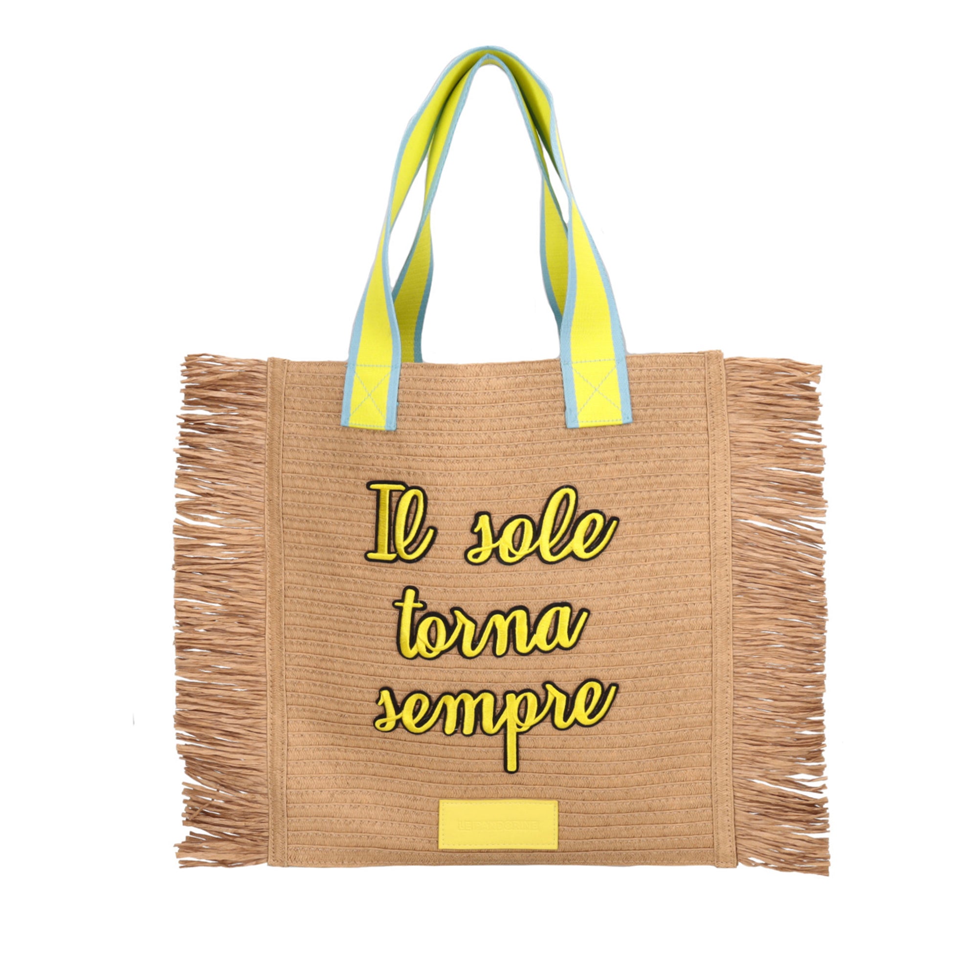 yellow Roxy Bags With Fringes In Strawpaper - Women Bags | Le Pandorine