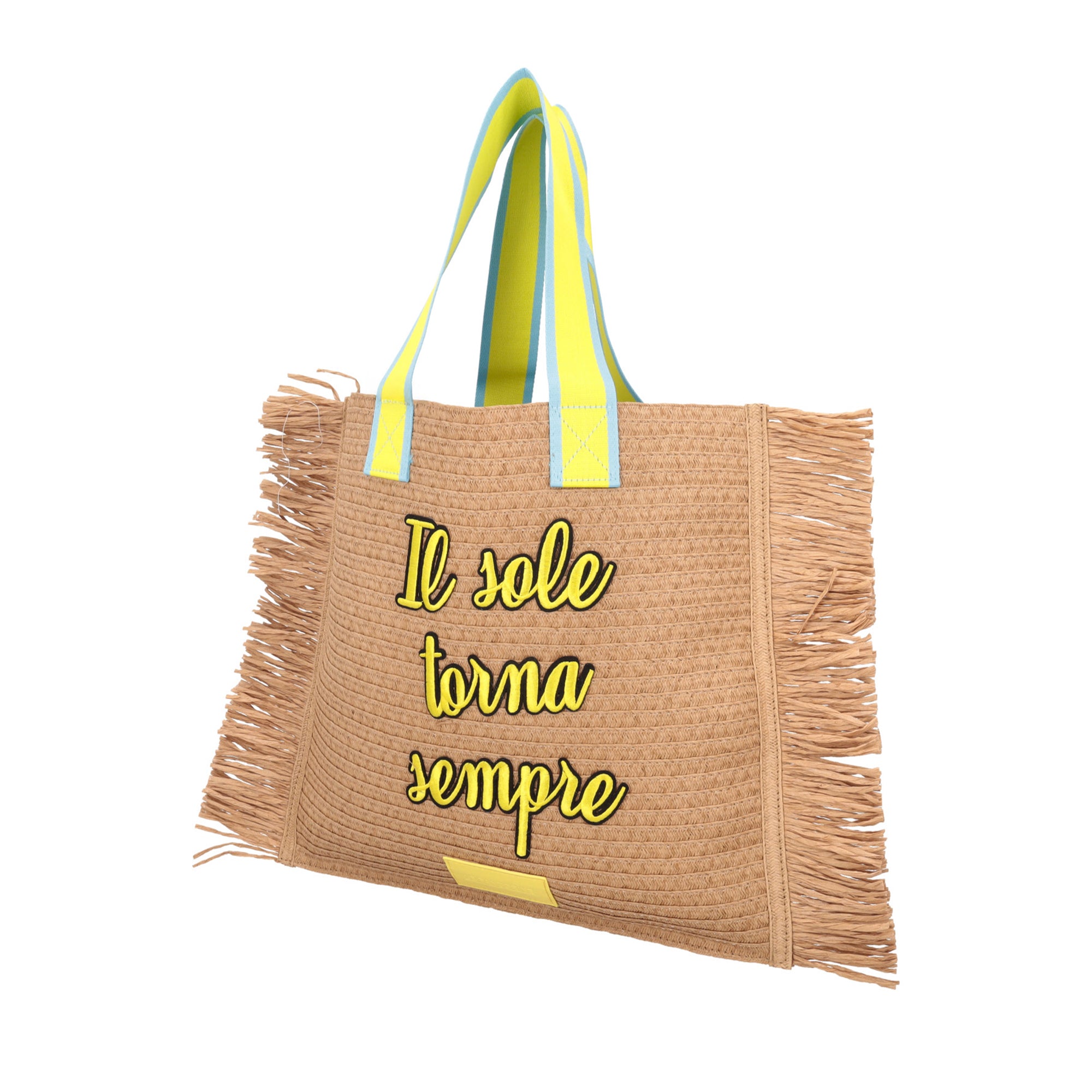 Sacca Roxy Sfrangiata In Strawpaper colore giallo - Borse Shopper | Le Pandorine