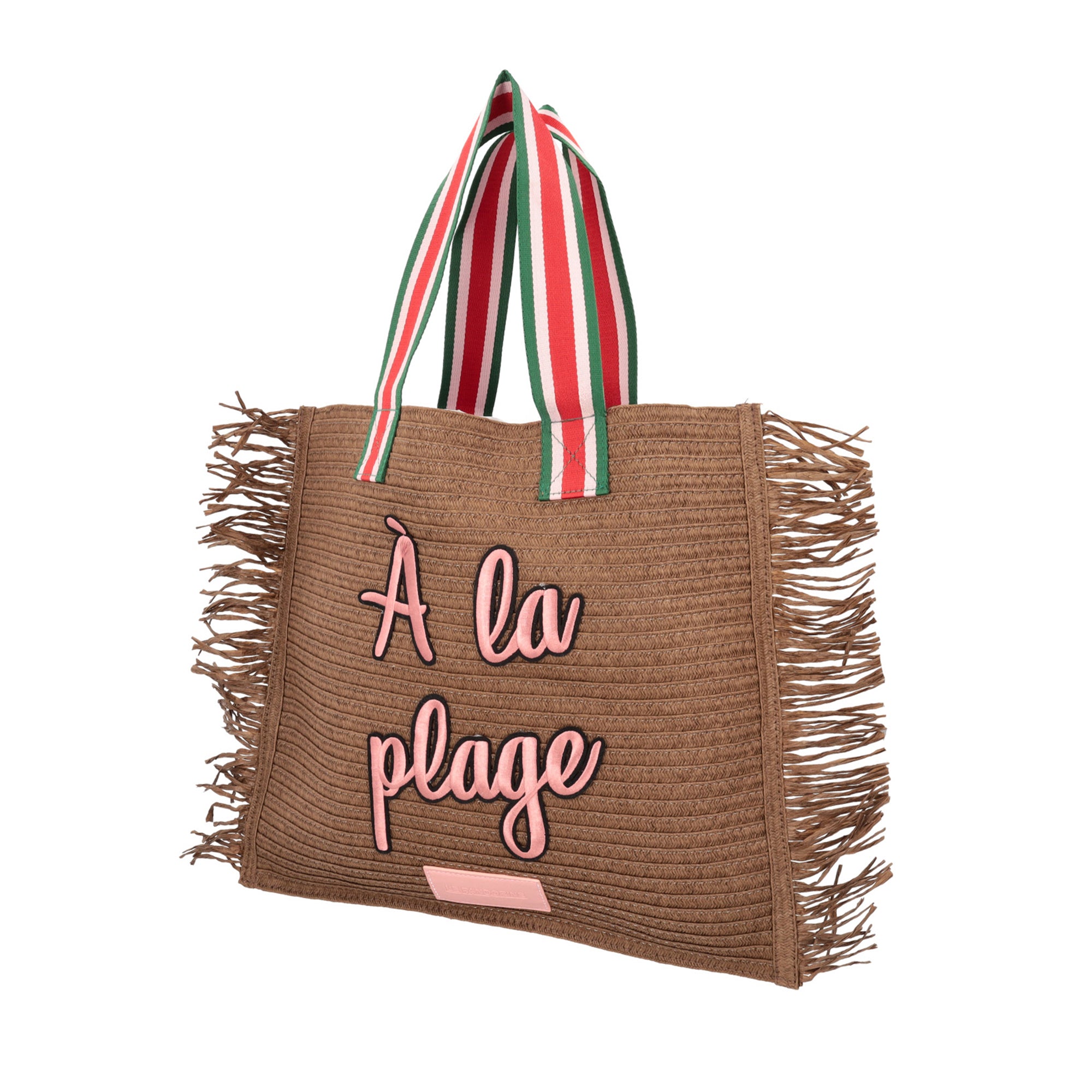 pink Roxy Bags With Fringes In Strawpaper - Shopping Bags | Le Pandorine