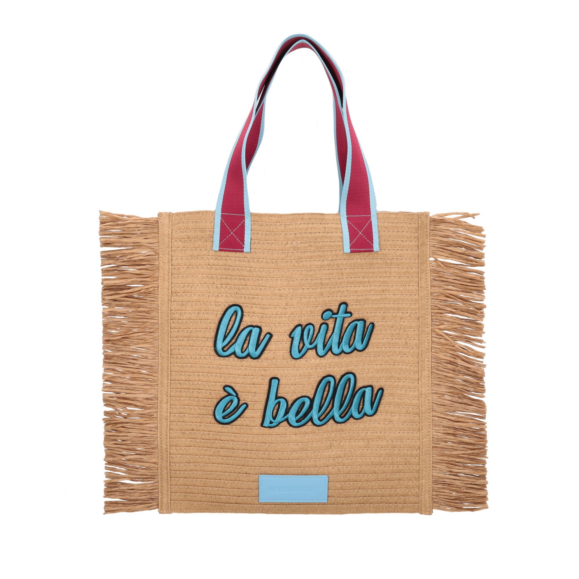 Sacca Roxy Sfrangiata In Strawpaper colore azzurro - Borse Shopper | Le Pandorine