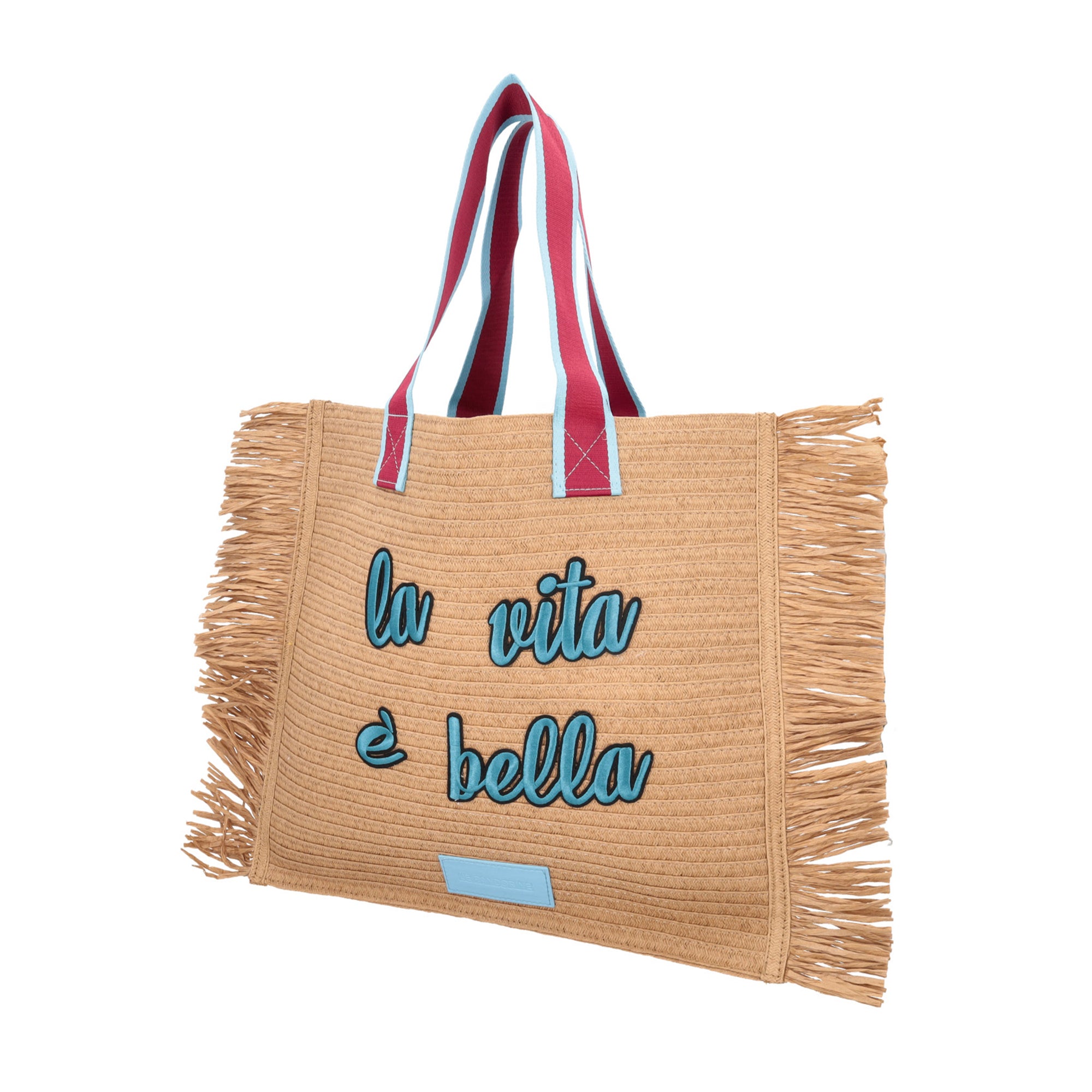 Sacca Roxy Sfrangiata In Strawpaper colore azzurro - Borse Shopper | Le Pandorine