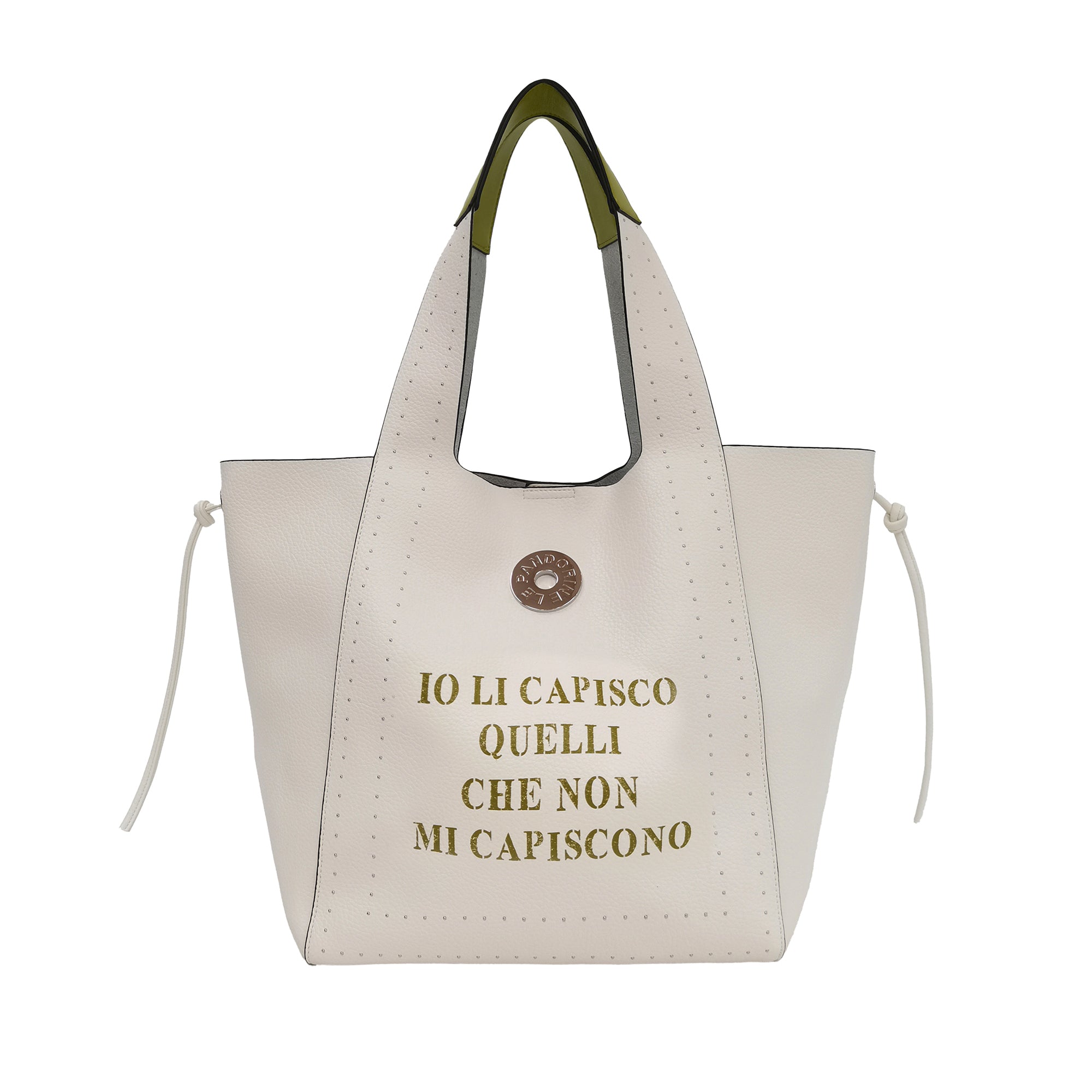 Sacca Lola Con Borchie Laterali colore verde - Borse Shopper | Le Pandorine