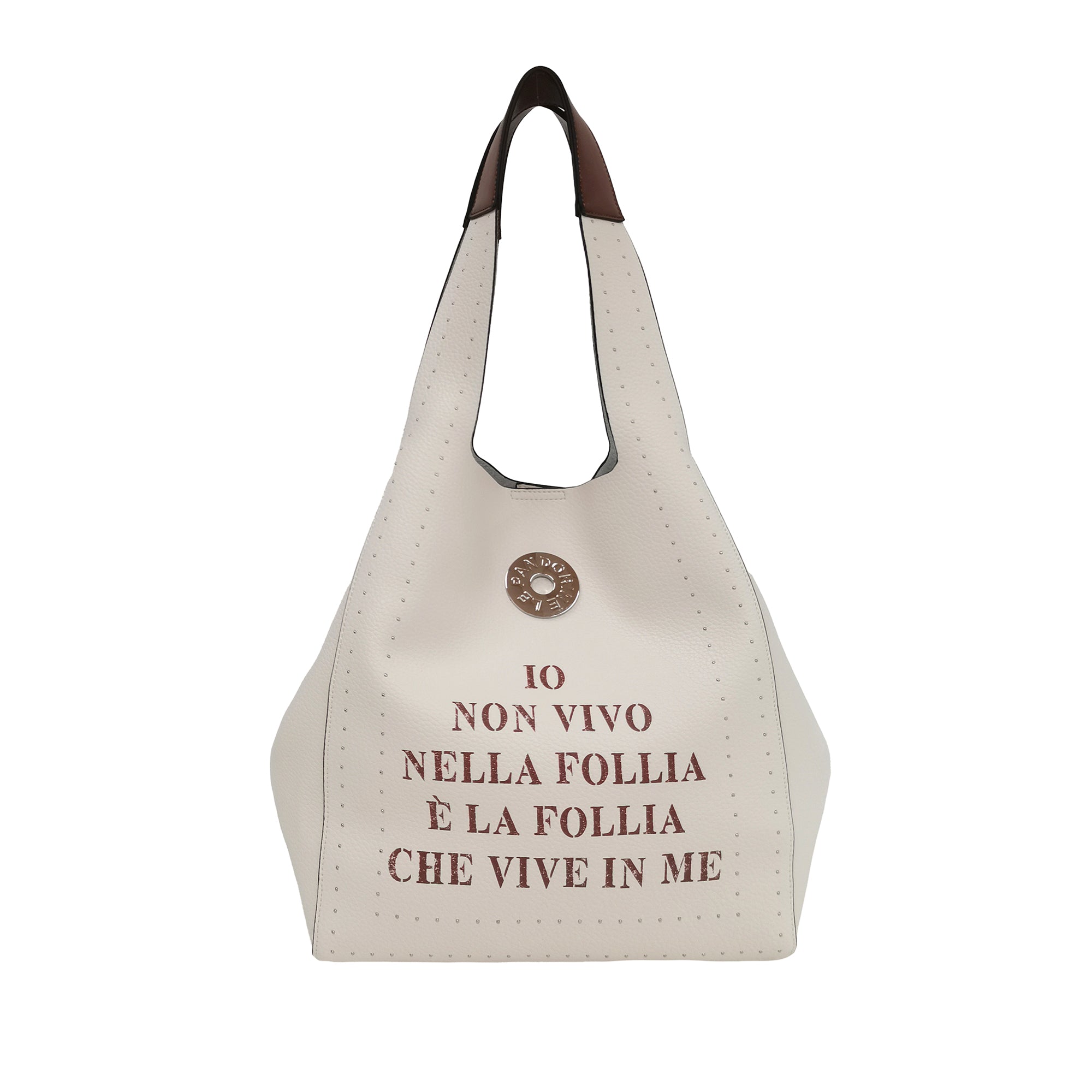 Sacca Lola Con Borchie Laterali colore marrone - Borse Shopper | Le Pandorine