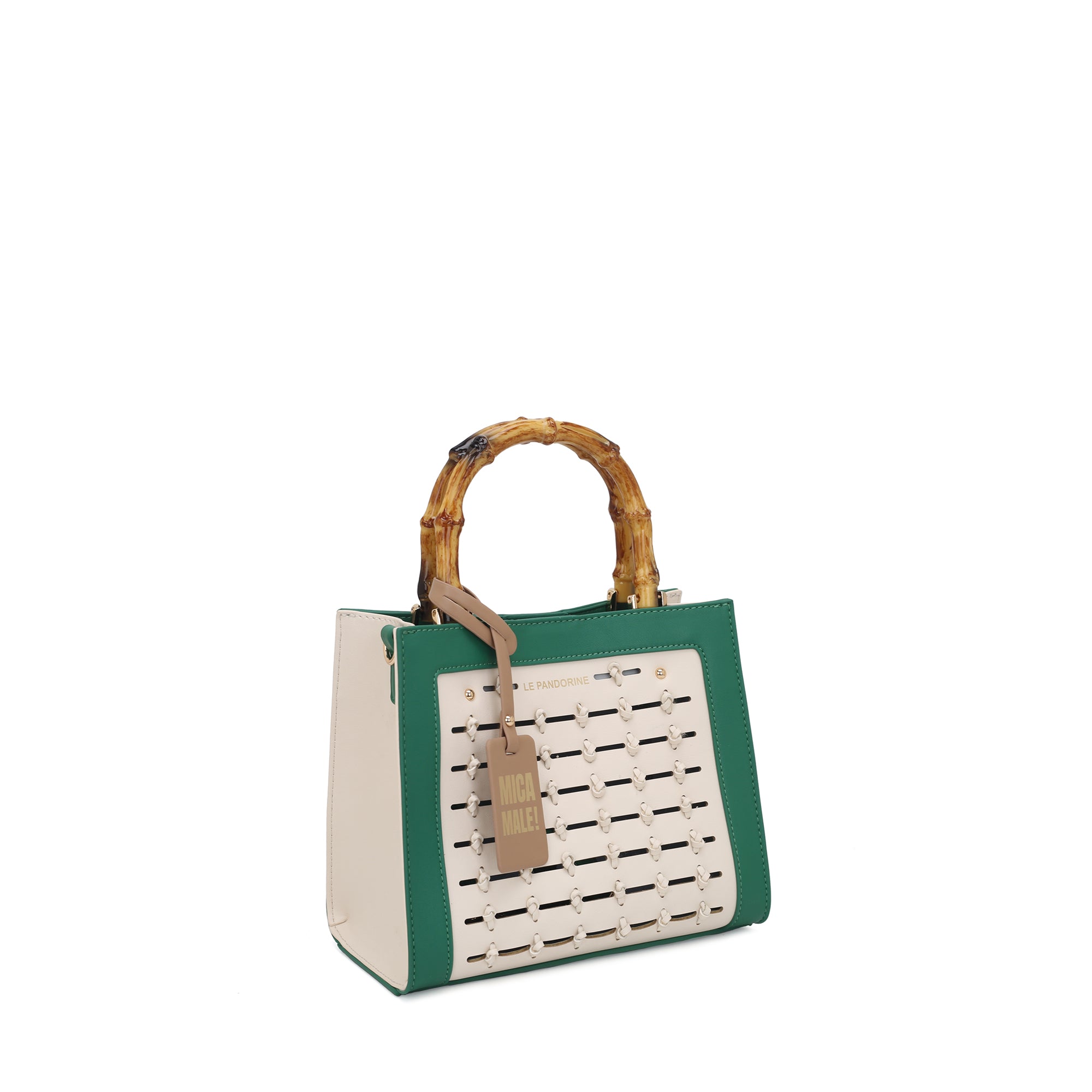 green Giada Mini Bag With Laser-Cut - GREEN | Le Pandorine