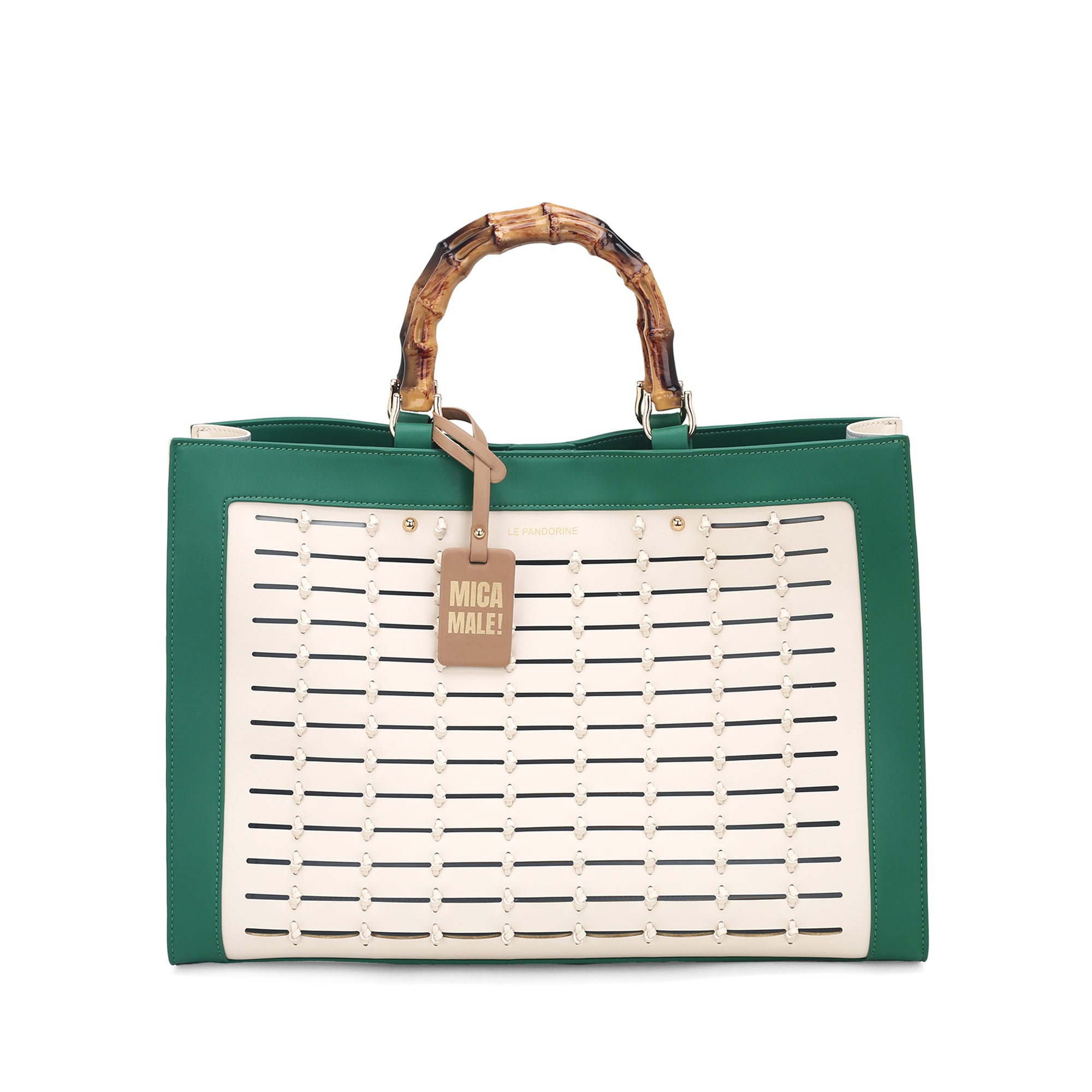 green Giada Bag With Laser-Cut - Women's Handbags | Le Pandorine