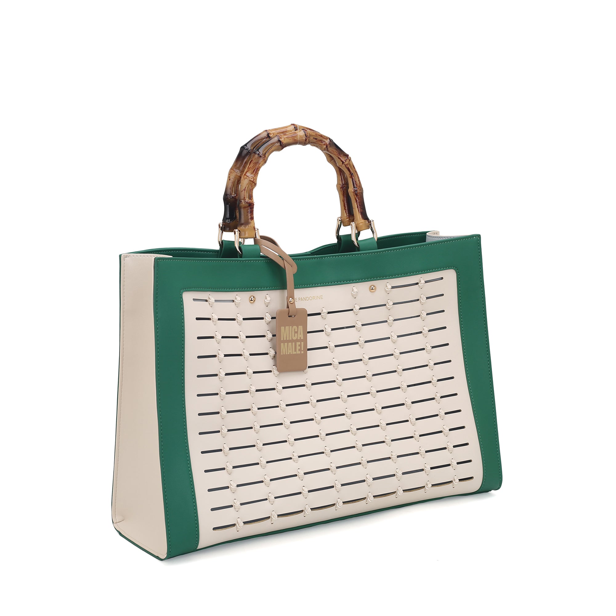 green Giada Bag With Laser-Cut - Women's Handbags | Le Pandorine