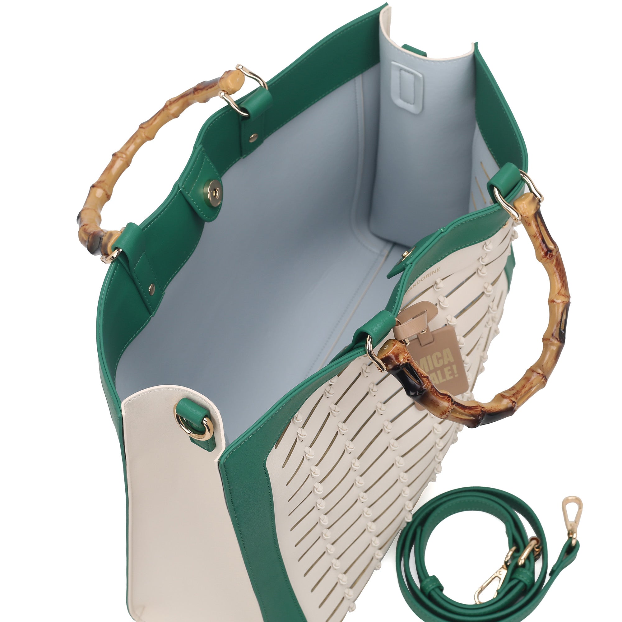 green Giada Bag With Laser-Cut - Women's Handbags | Le Pandorine