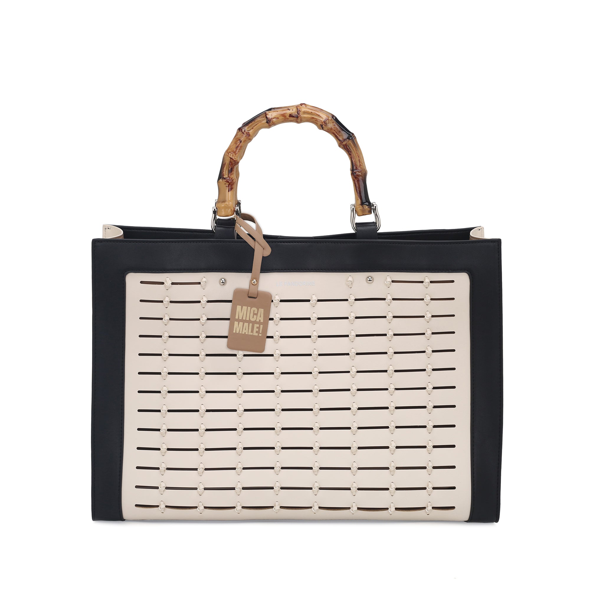 black Giada Bag With Laser-Cut - Women's Handbags | Le Pandorine