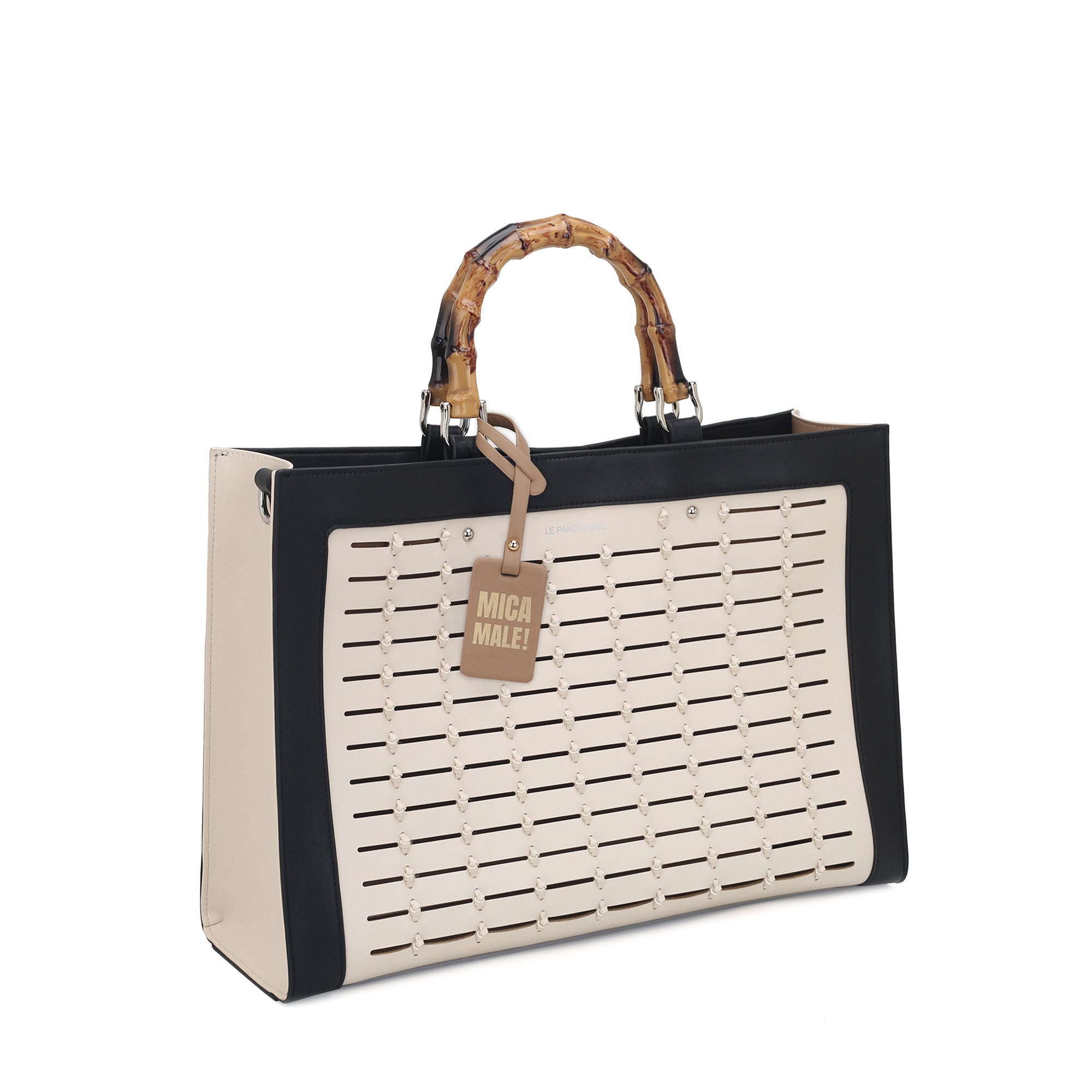 black Giada Bag With Laser-Cut - Women's Handbags | Le Pandorine