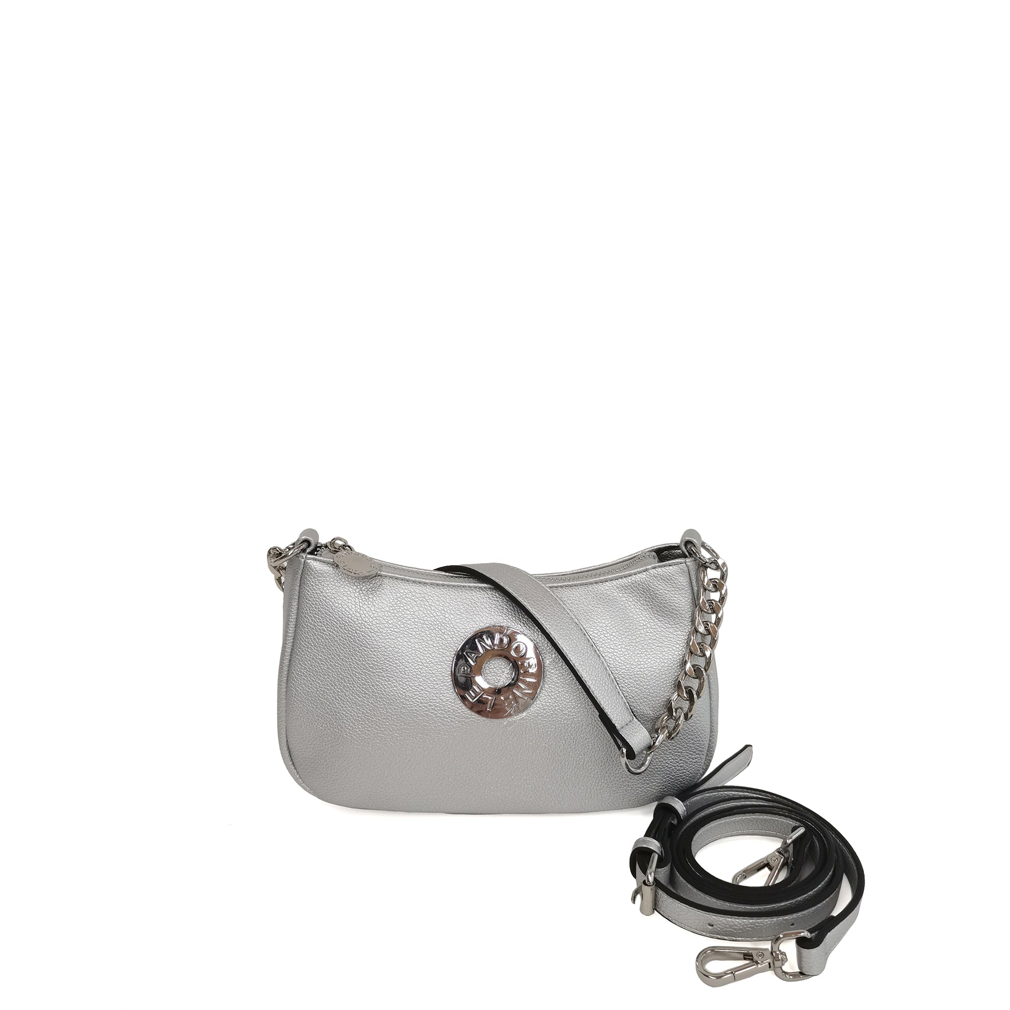 silver Vicky Clutch With Wristband - SILVER | Le Pandorine