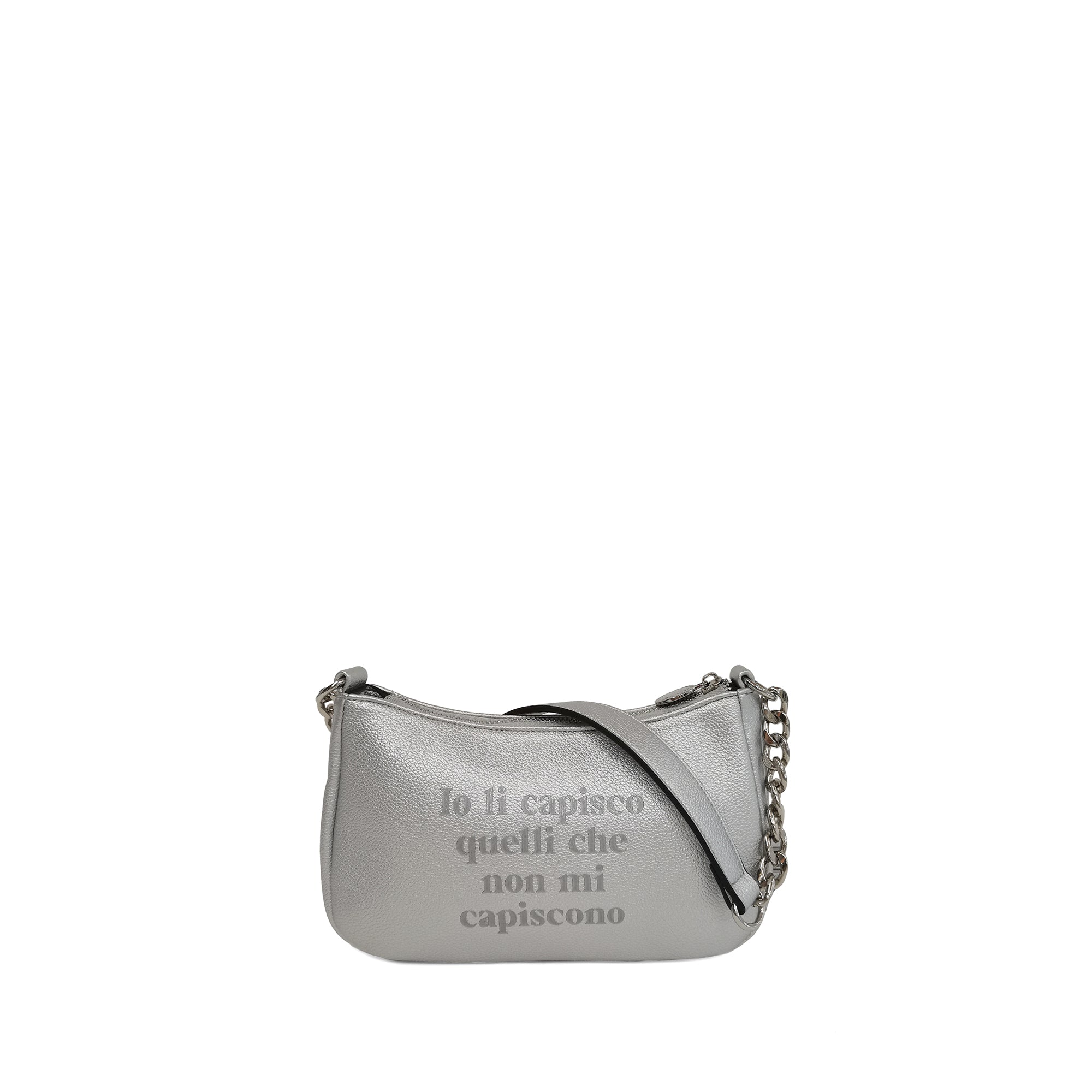 silver Vicky Clutch With Wristband - SILVER | Le Pandorine