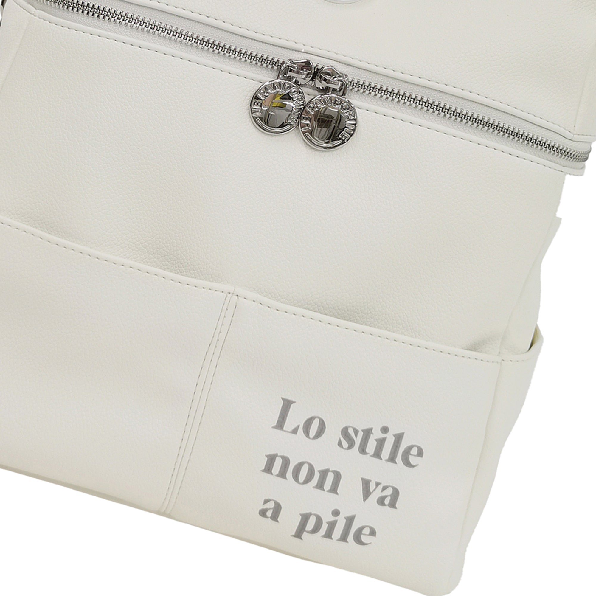 white Vicky Backpack With Pockets - WHITE | Le Pandorine