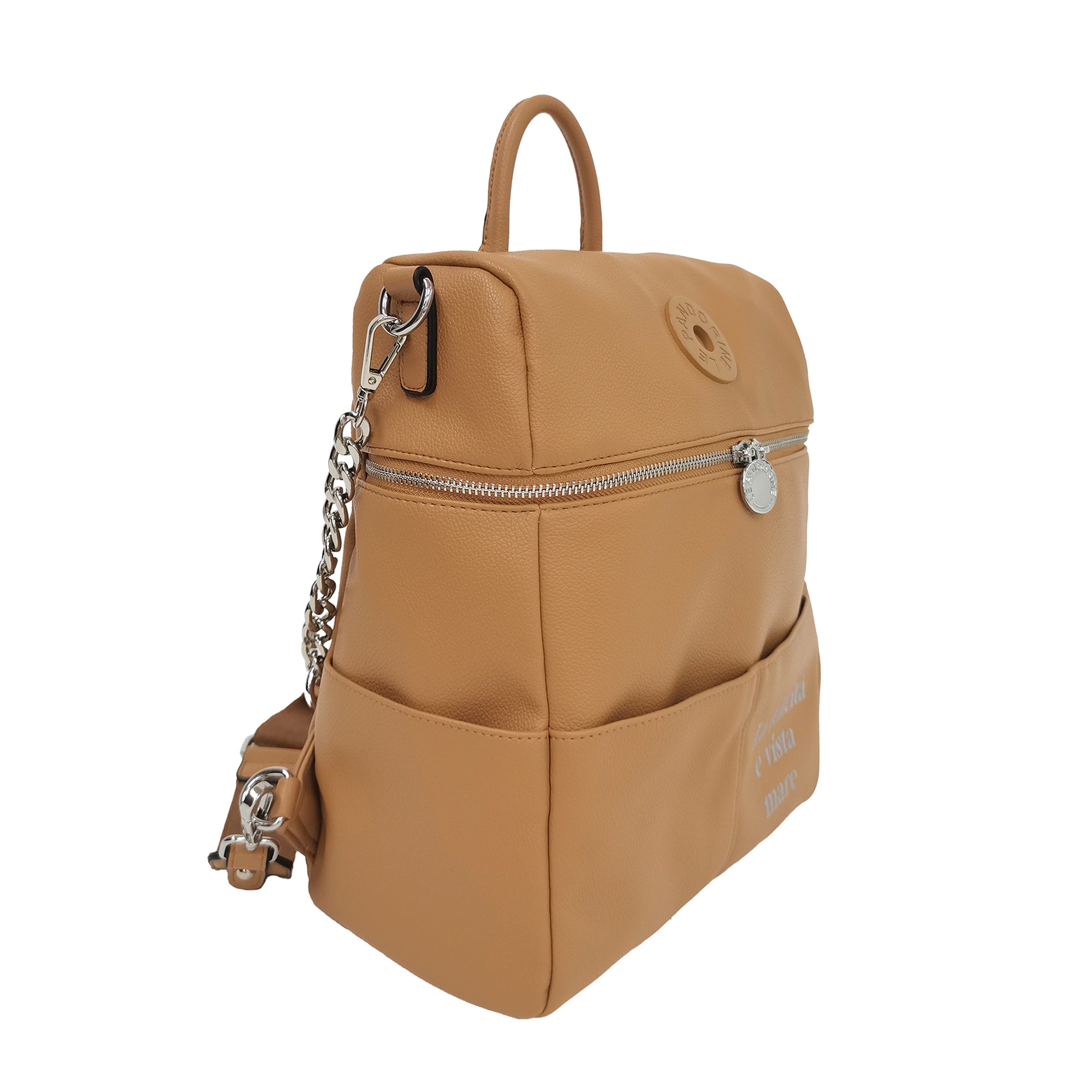 natural Vicky Backpack With Pockets - NATURAL | Le Pandorine