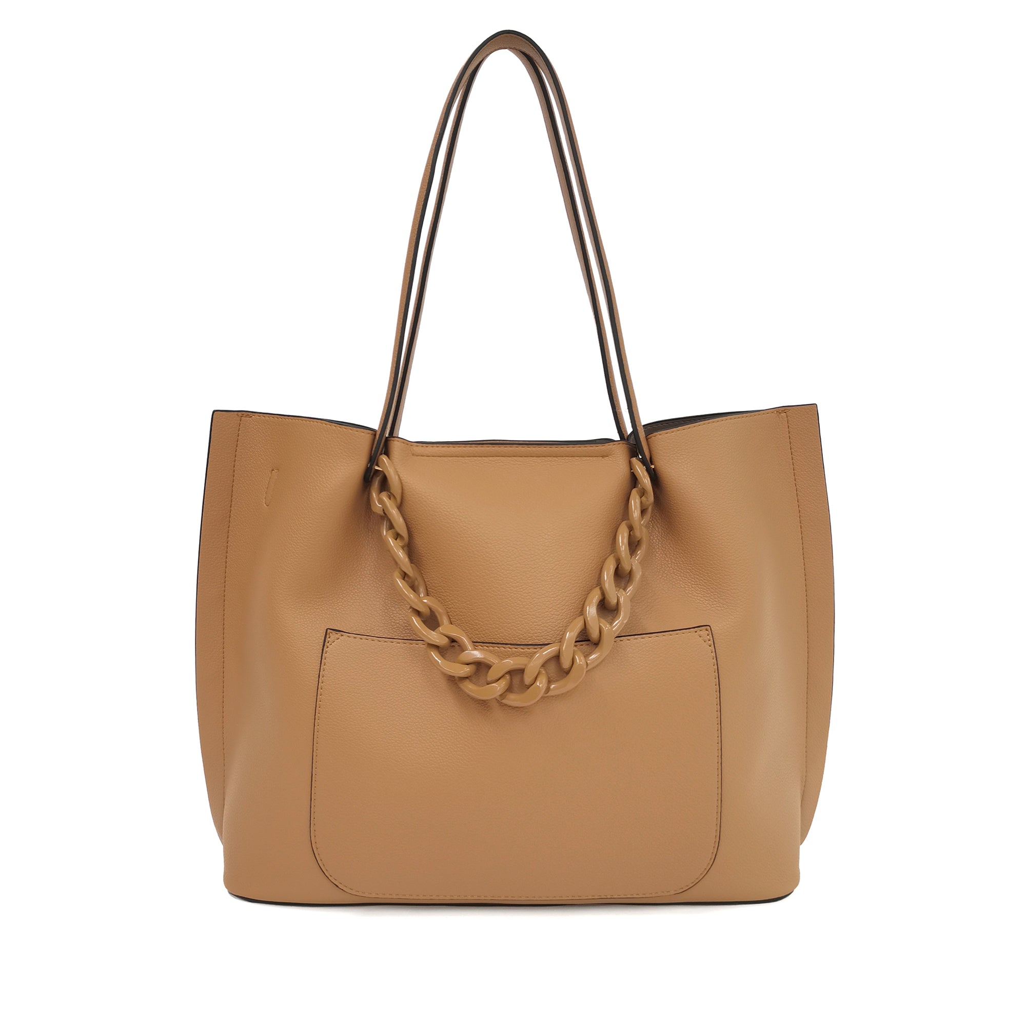 Tobacco Brenda Shopper With Multicolor Studs - BROWN | Le Pandorine